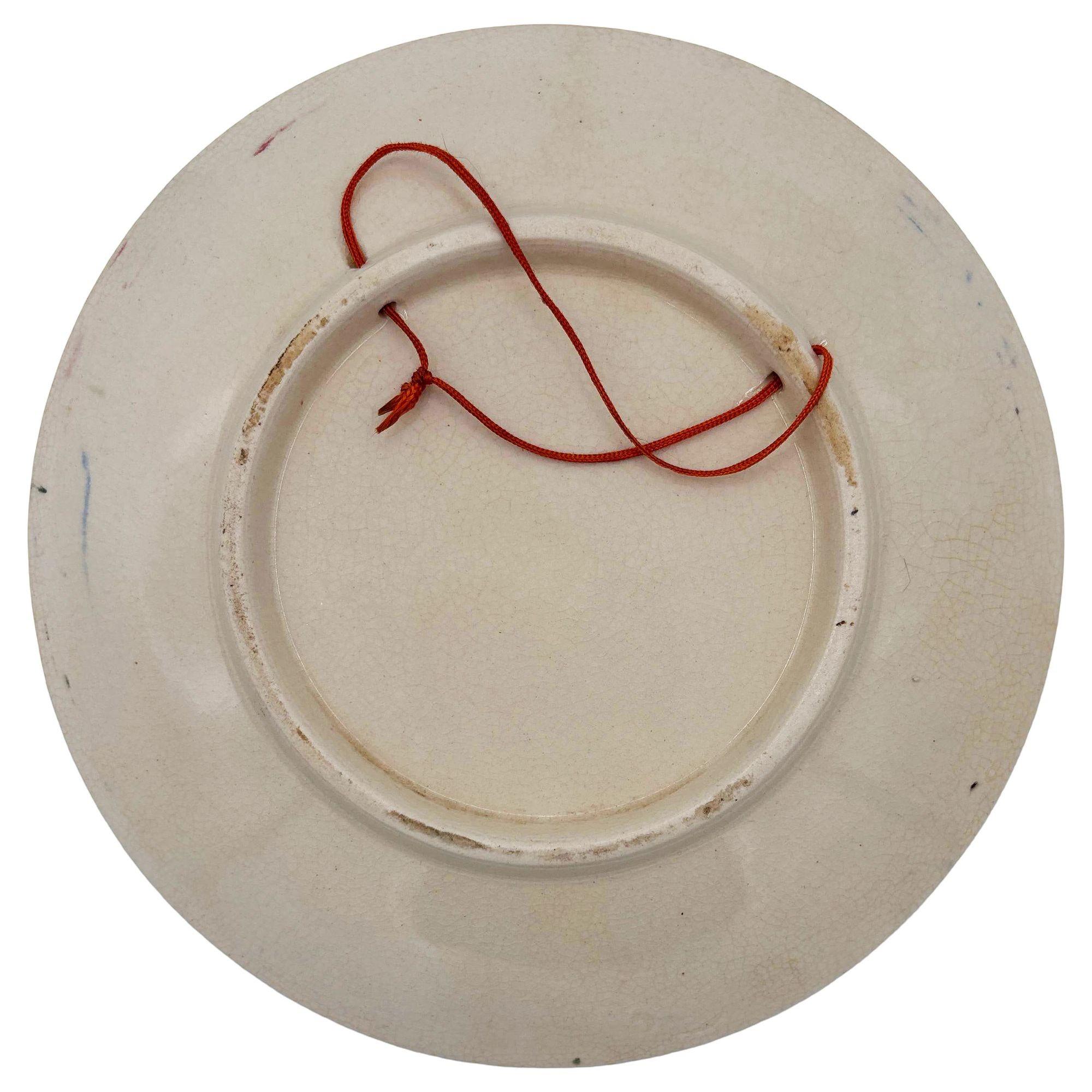 Américain Plaque murale ronde décorative Mid-century Pottery Florida Sunset Flamingo en vente