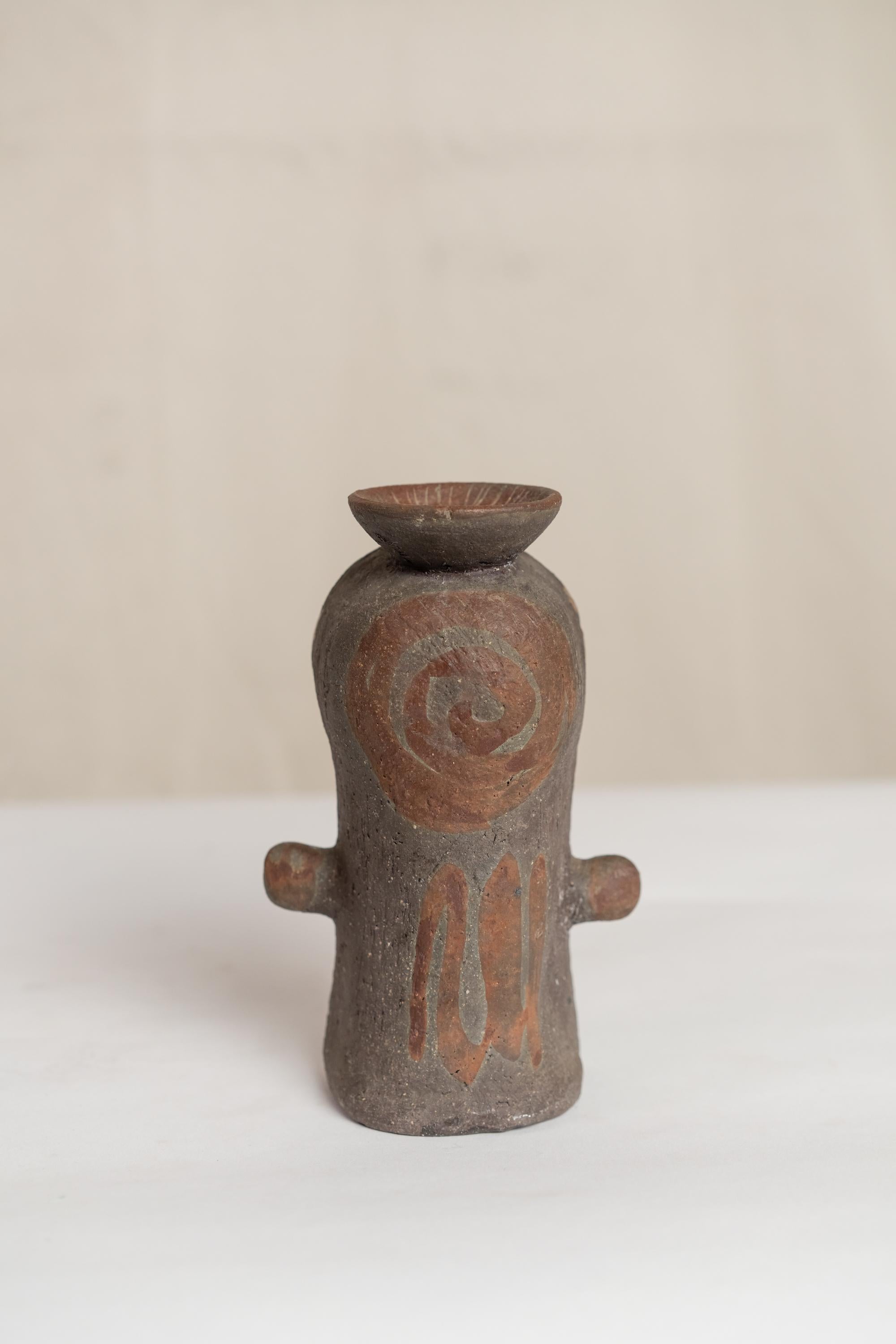 Mid Century Pottery Kari Odka Danish Candlestick In Good Condition For Sale In Montreal, QC