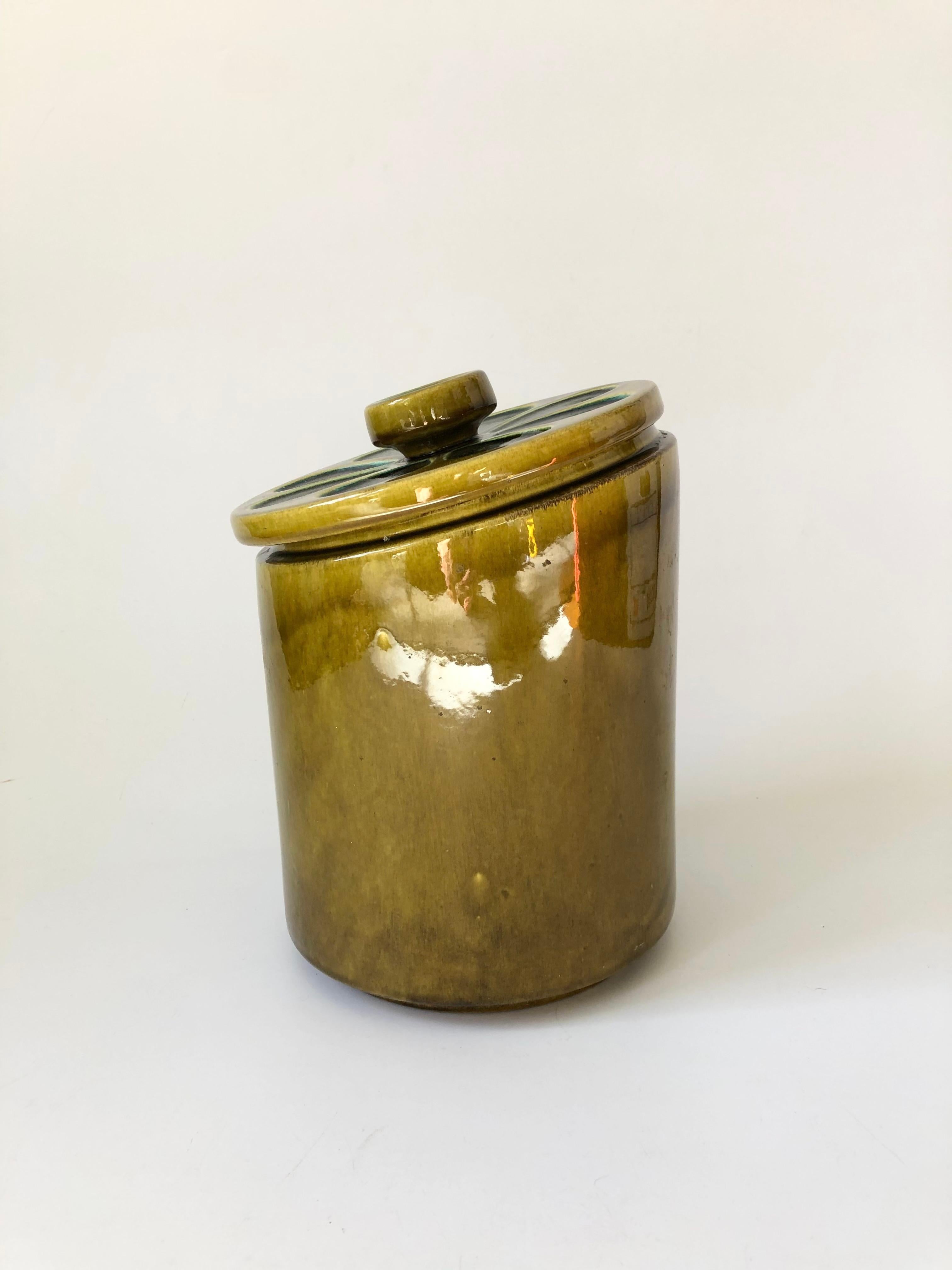 Mid-Century Pottery Kitchen Canister 2