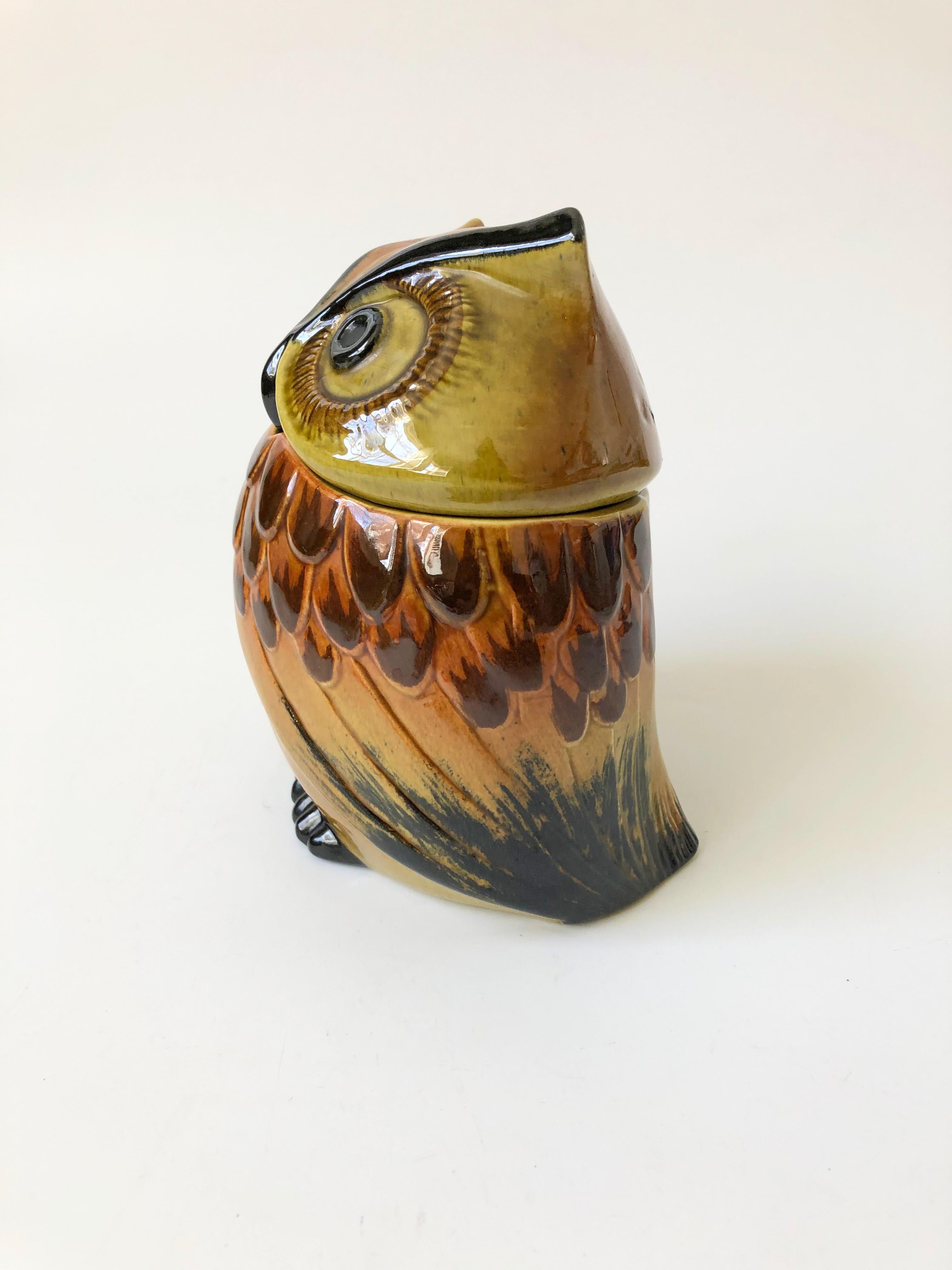 20th Century Mid-Century Pottery Owl Container by Poppy Trail Pottery California