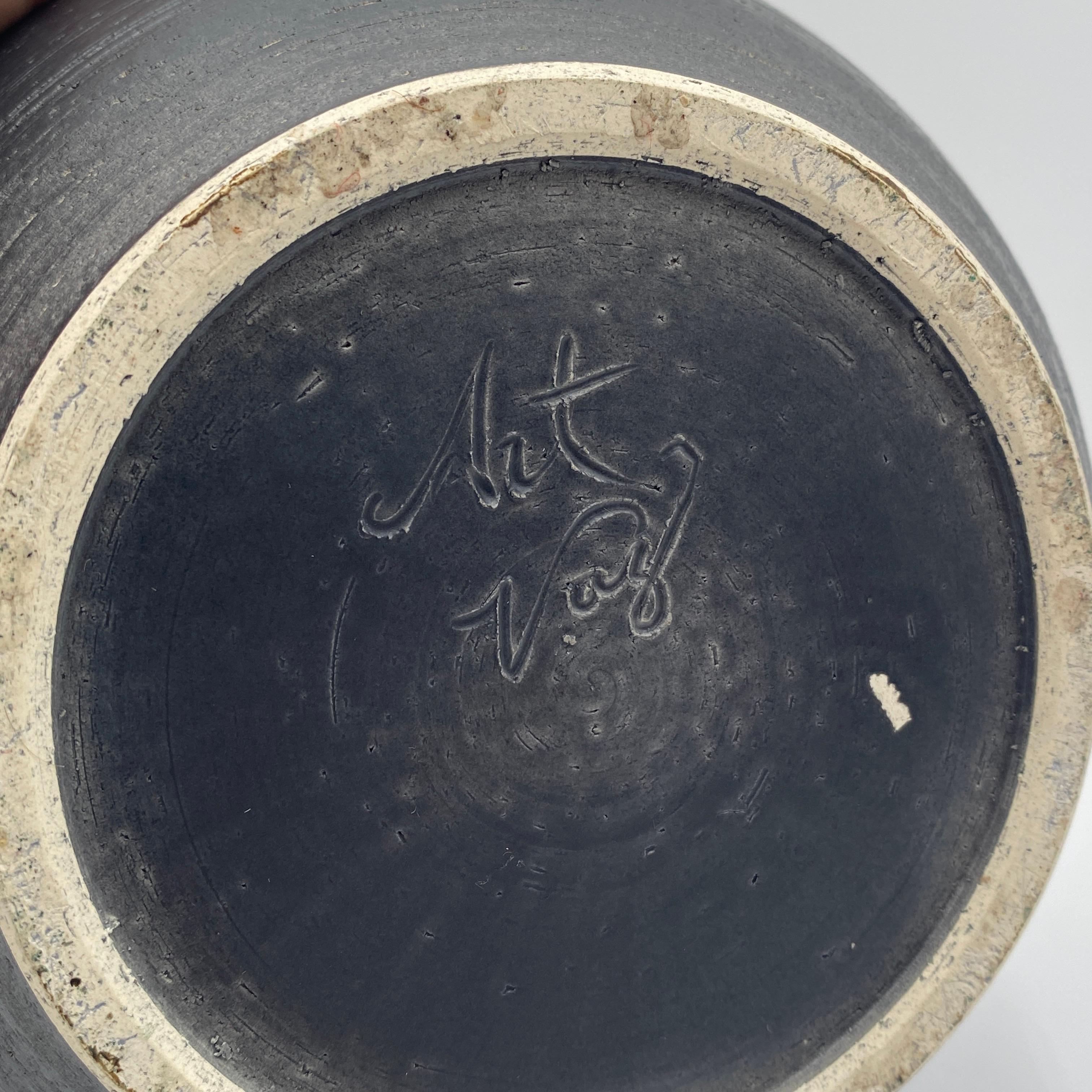 Mid Century Pottery Vase Signed 20th Century For Sale 1