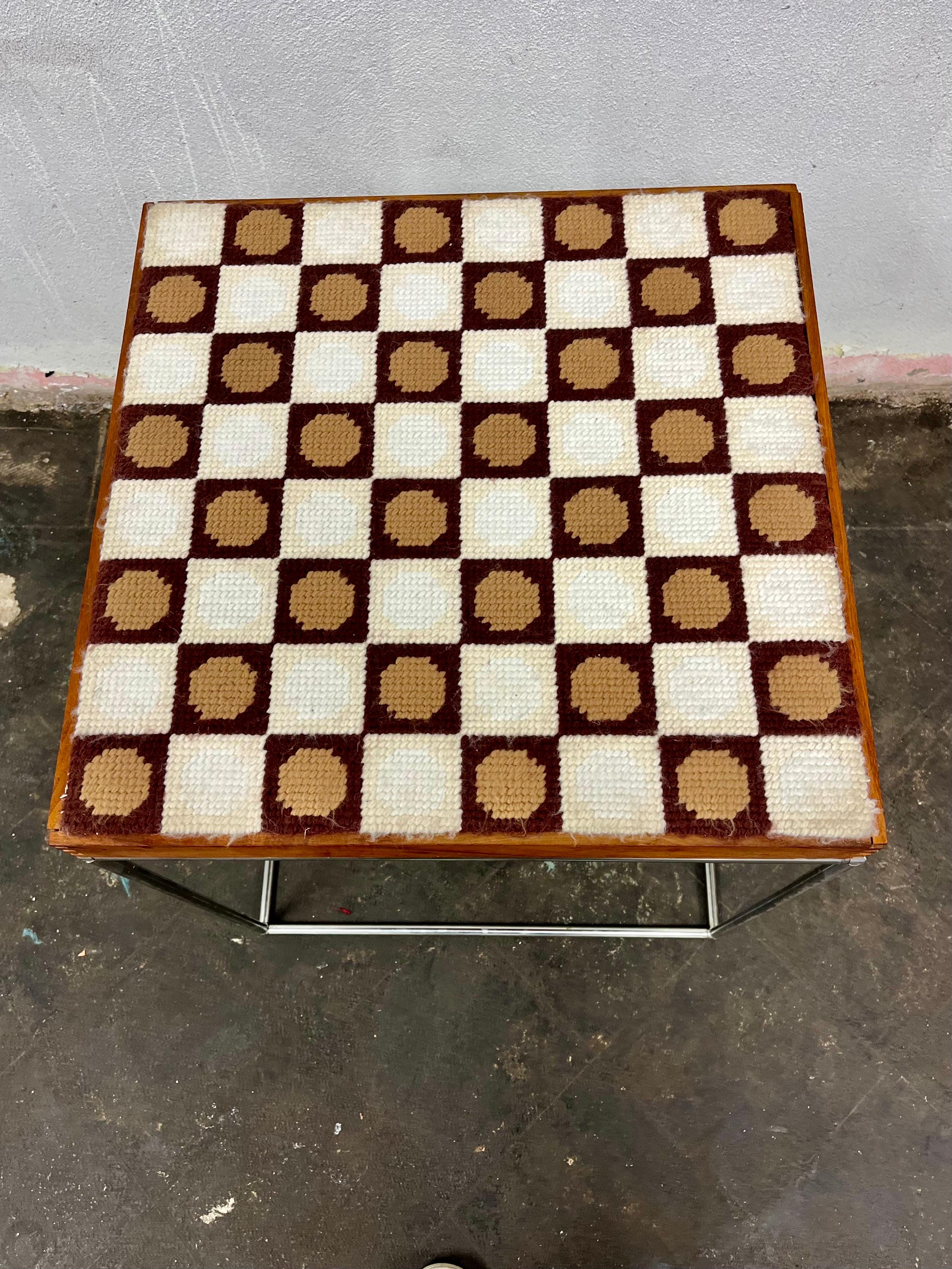 20th Century Mid Century Poul Cadovius Abstracta Game Table Needlepoint Surface For Sale