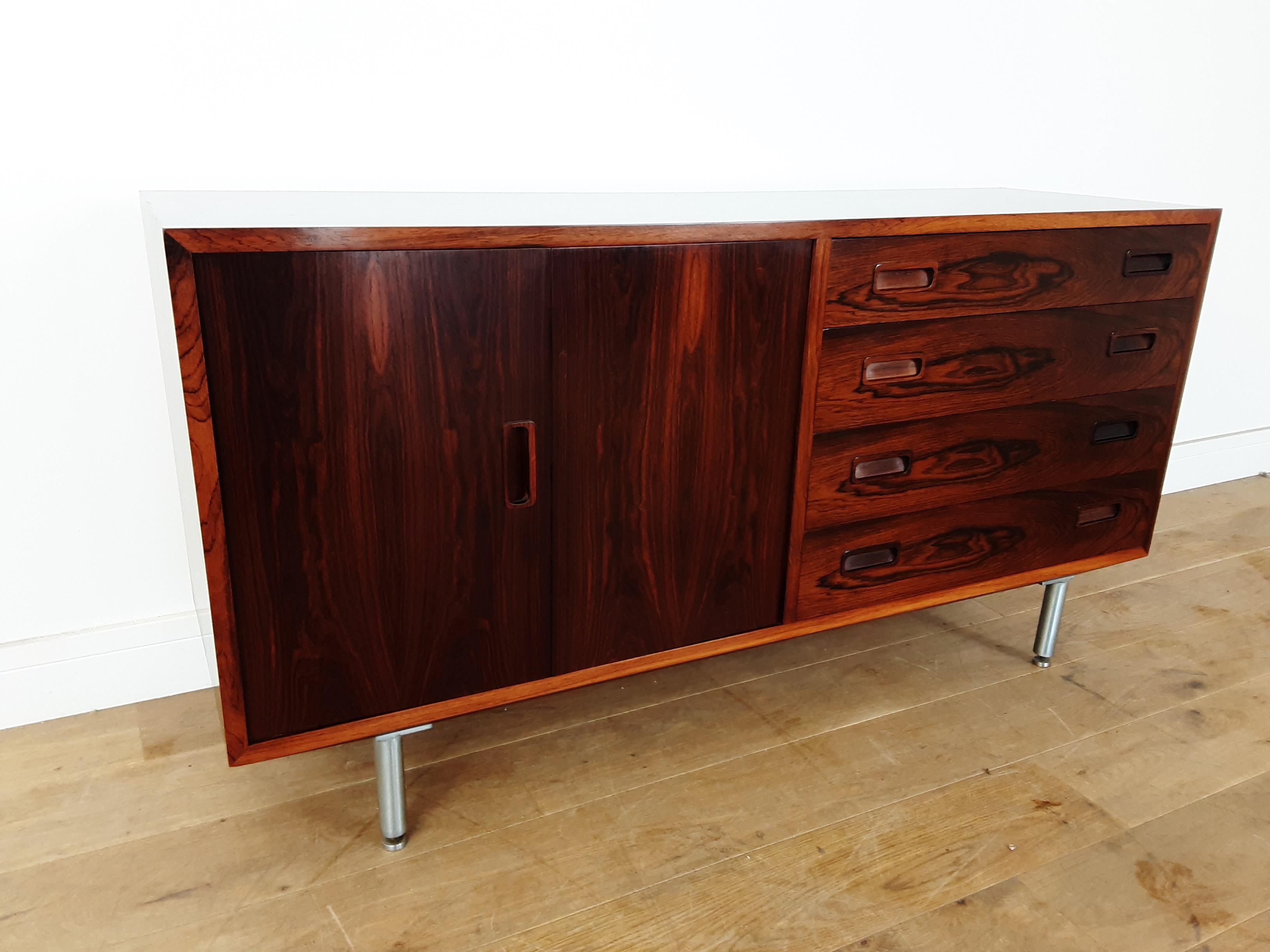 Mid-Century Modern Midcentury Poul Hundevad Rosewood Sideboard with Drawers For Sale