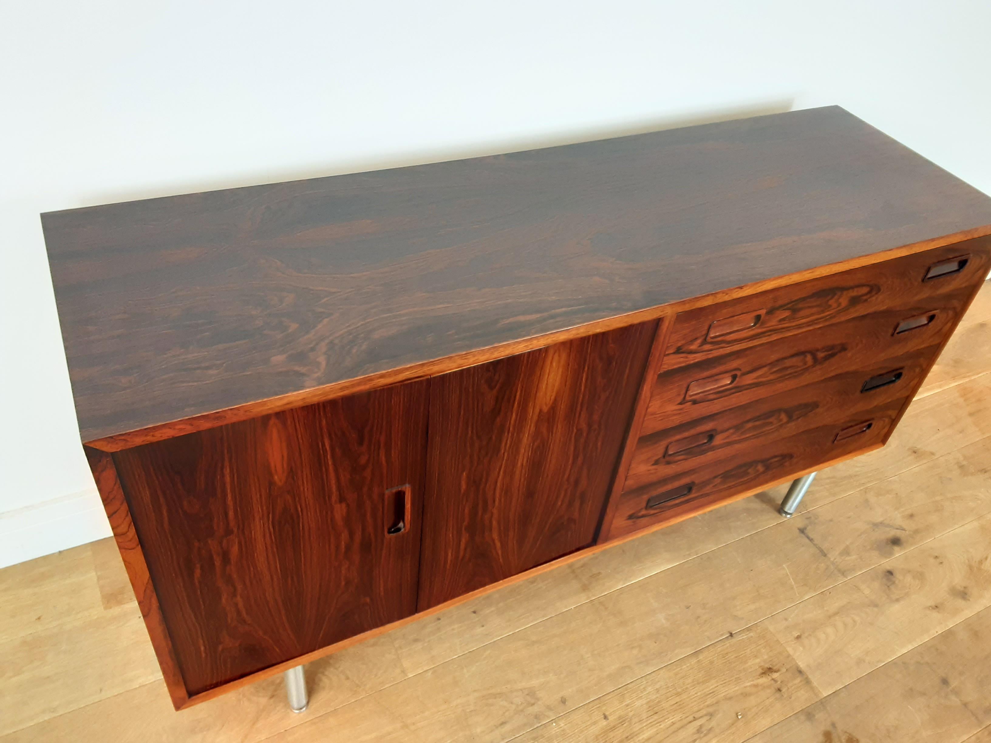 Danish Midcentury Poul Hundevad Rosewood Sideboard with Drawers For Sale