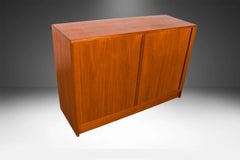 Mid Century Poul Hundevad Teak Danish Tambour Door Dresser