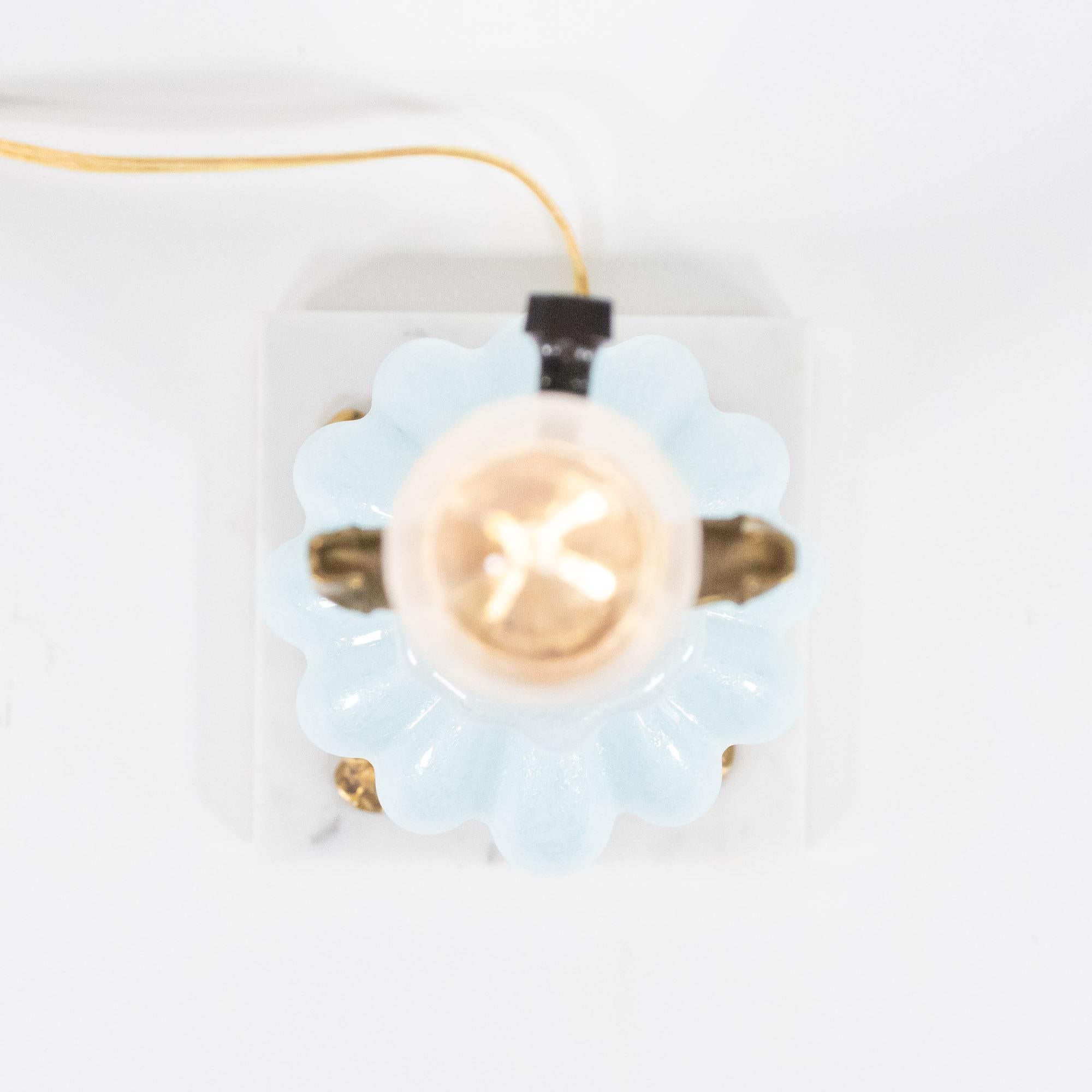 Lámpara de Sobremesa de Cristal de Murano Azul Pólvora de Mediados de Siglo con Base de Mármol en venta 6