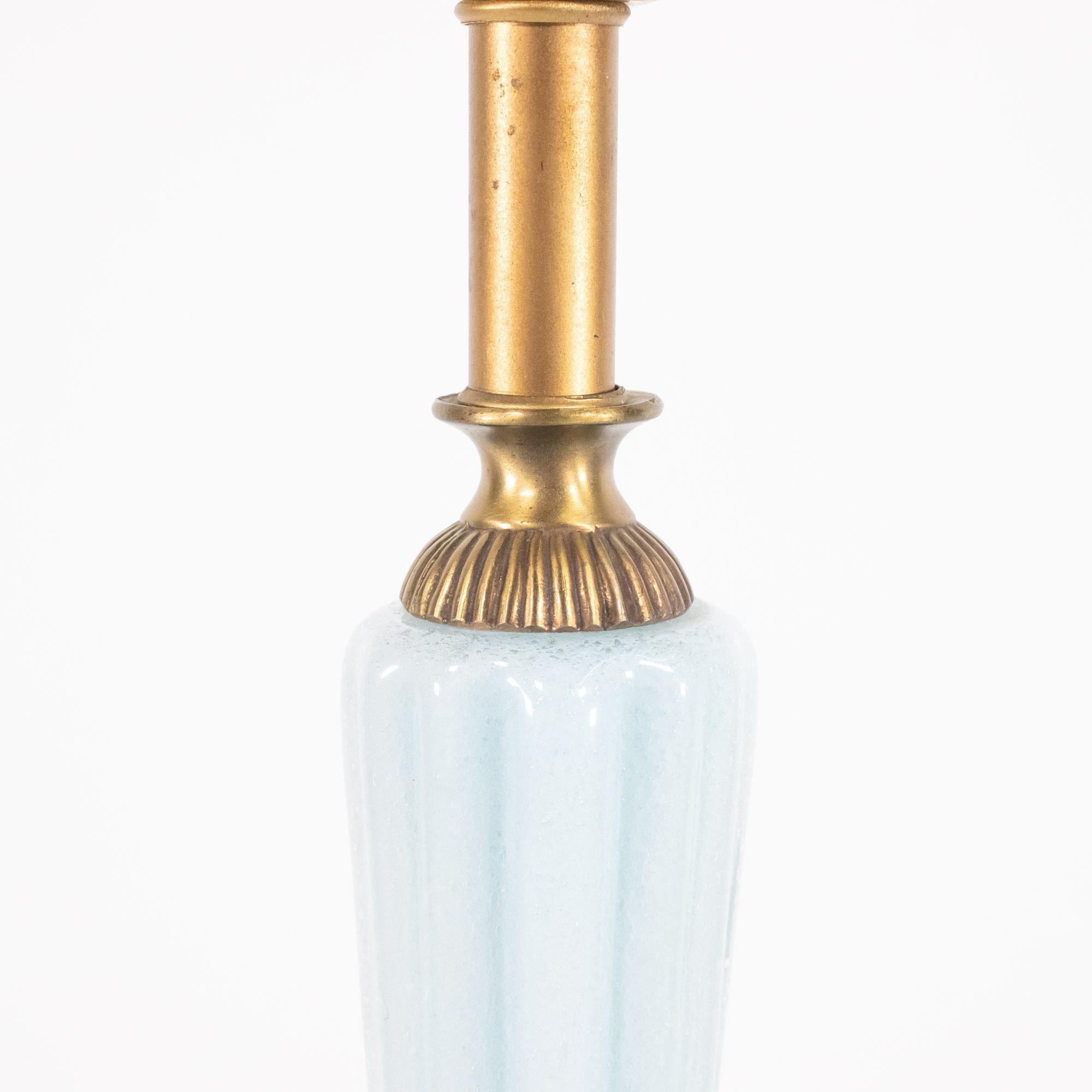 Lámpara de Sobremesa de Cristal de Murano Azul Pólvora de Mediados de Siglo con Base de Mármol Hecho a mano en venta