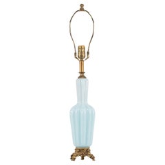 Mid Century Powder Blue Murano Glass Table Lamp with Marble Base