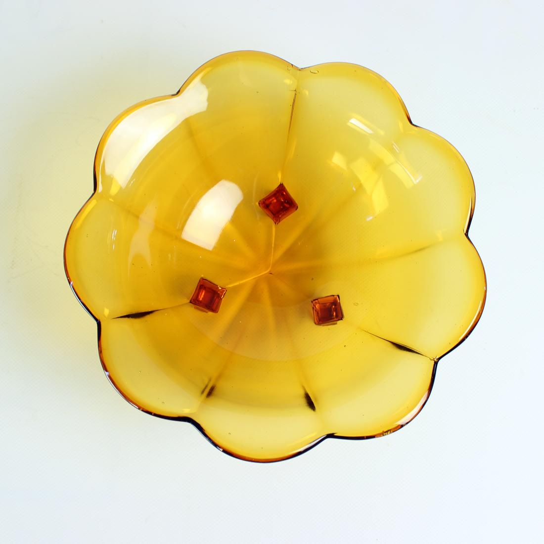 Mid-20th Century Mid Century Pressed Glass Bowl By Borske Sklo Union, Czechoslovakia 1960s For Sale