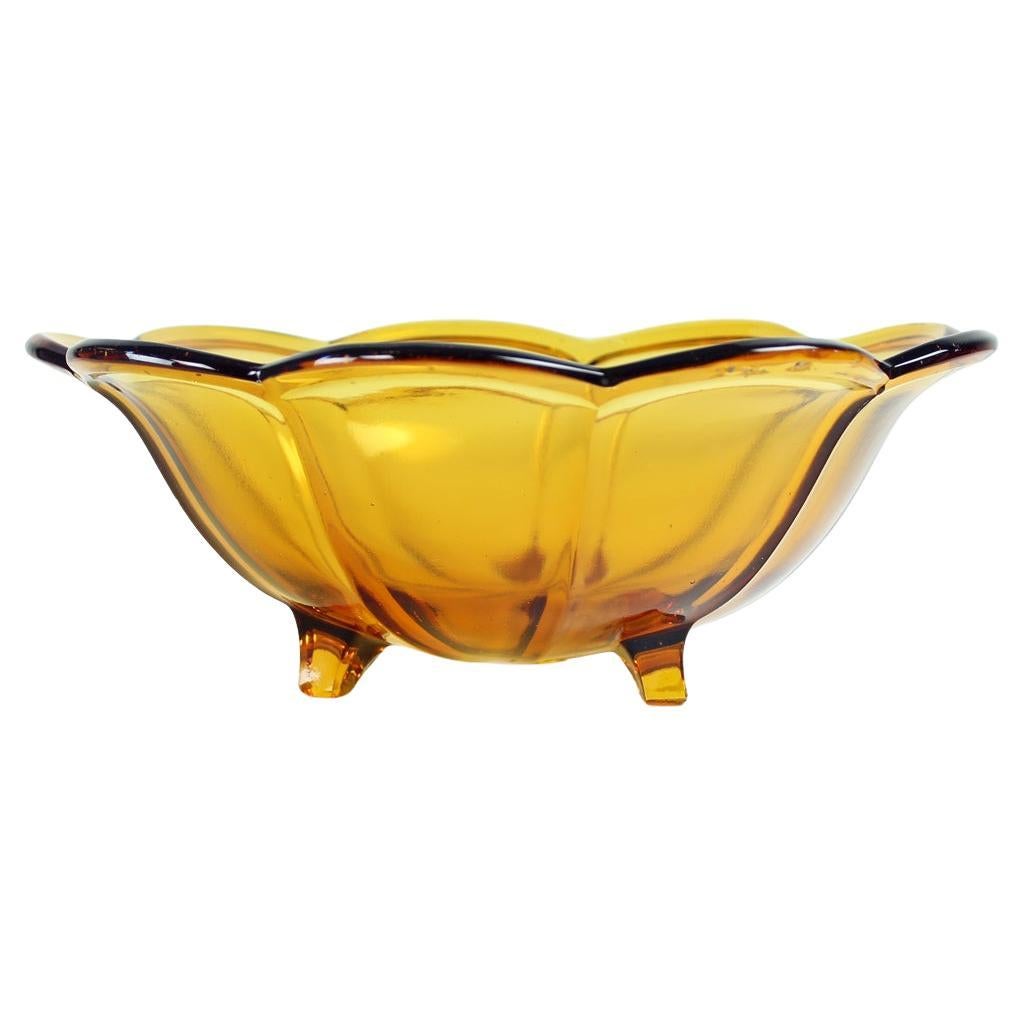 Mid Century Pressed Glass Bowl By Borske Sklo Union, Czechoslovakia 1960s For Sale