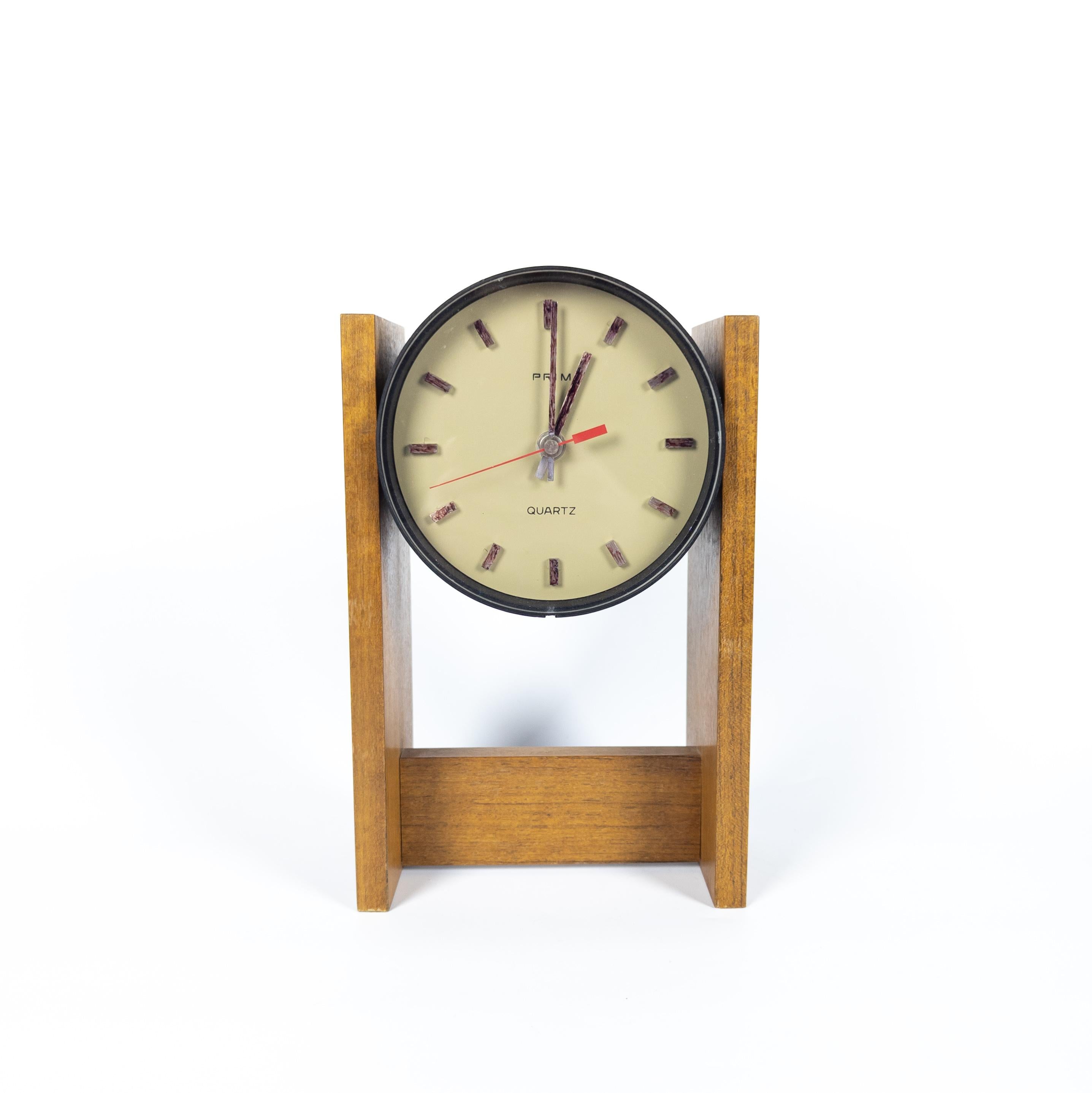 Mid-Century Modern Mid Century Prim Wood and Bakelite Table Clock