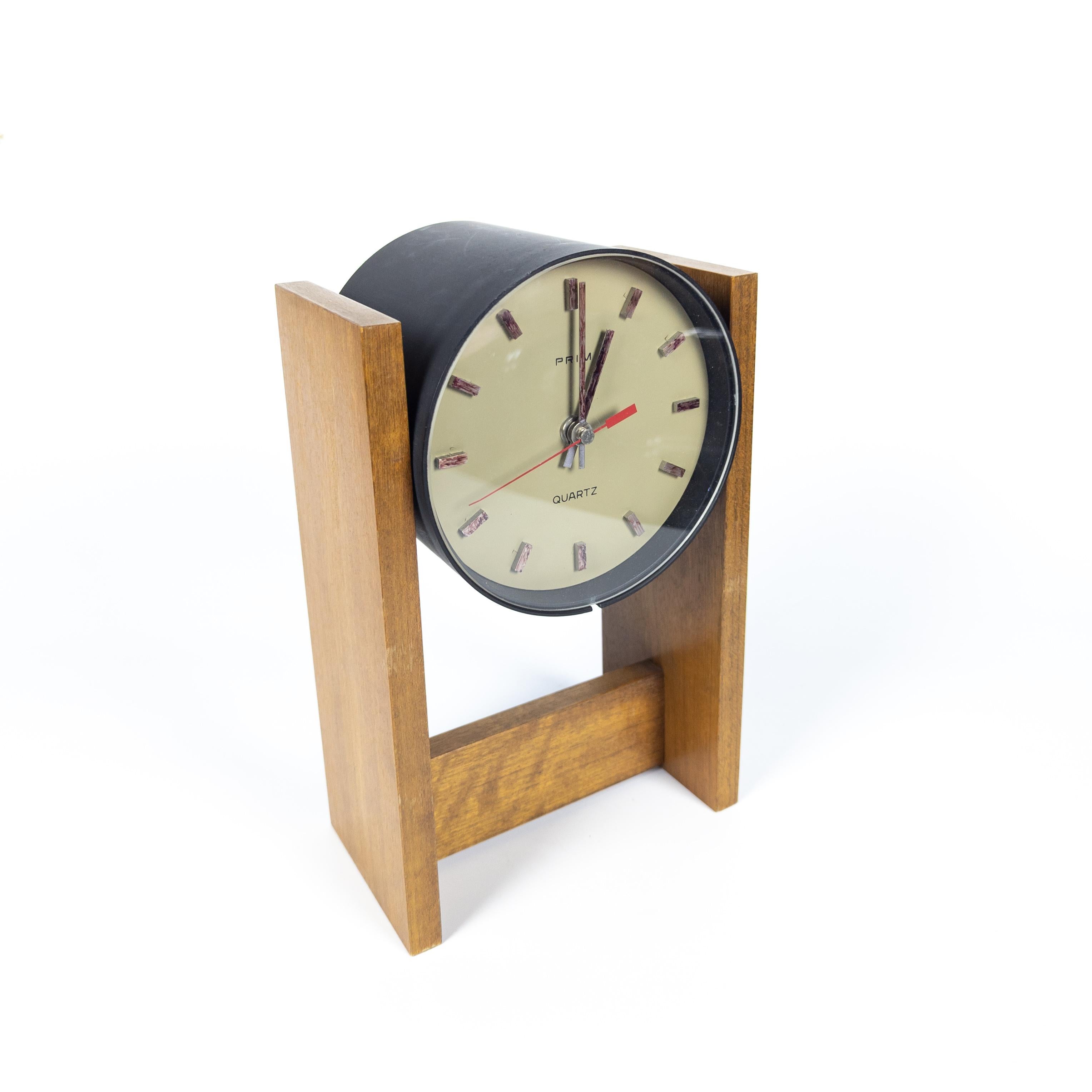 Mid-20th Century Mid Century Prim Wood and Bakelite Table Clock