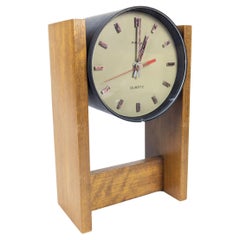 Mid Century Prim Wood and Bakelite Table Clock