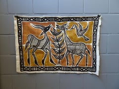 Midcentury Primitive African Wall Hanging Tapestry