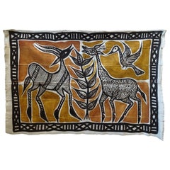 Midcentury Primitive African Wall Hanging Tapestry