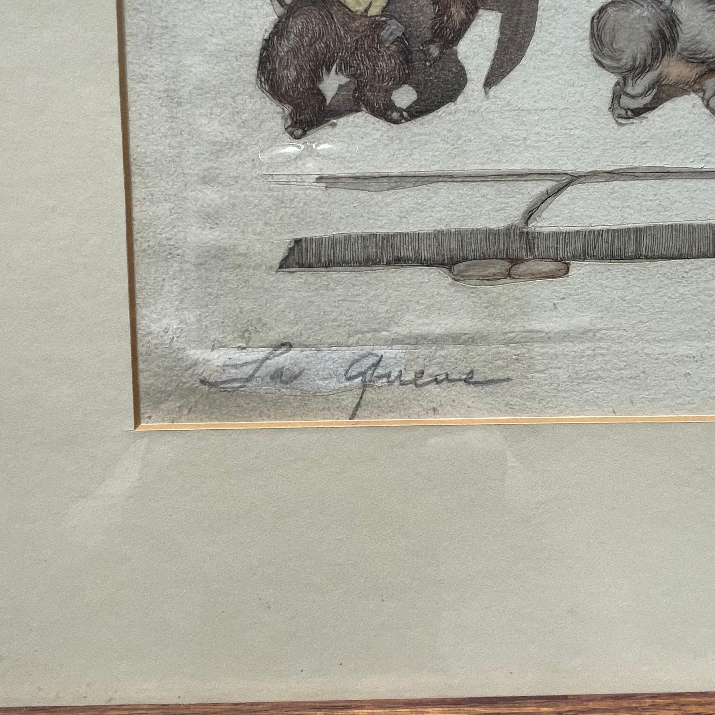 Gravure de Boris O'Klein représentant des chiens de rue sales, intitulée 