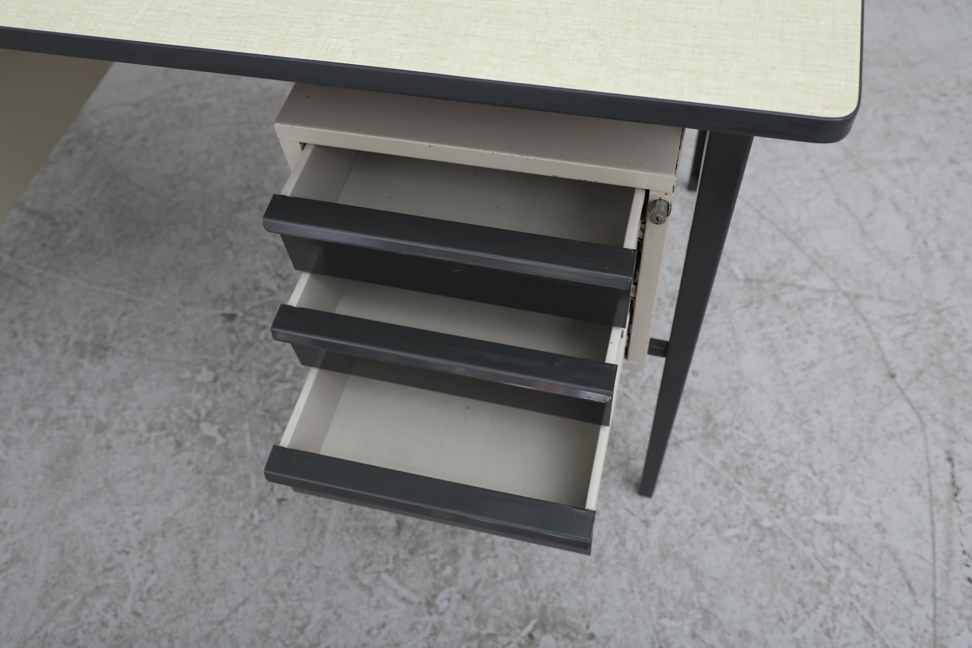 Enameled Mid-Century Prouve Inspired Industrial Desk by Marko