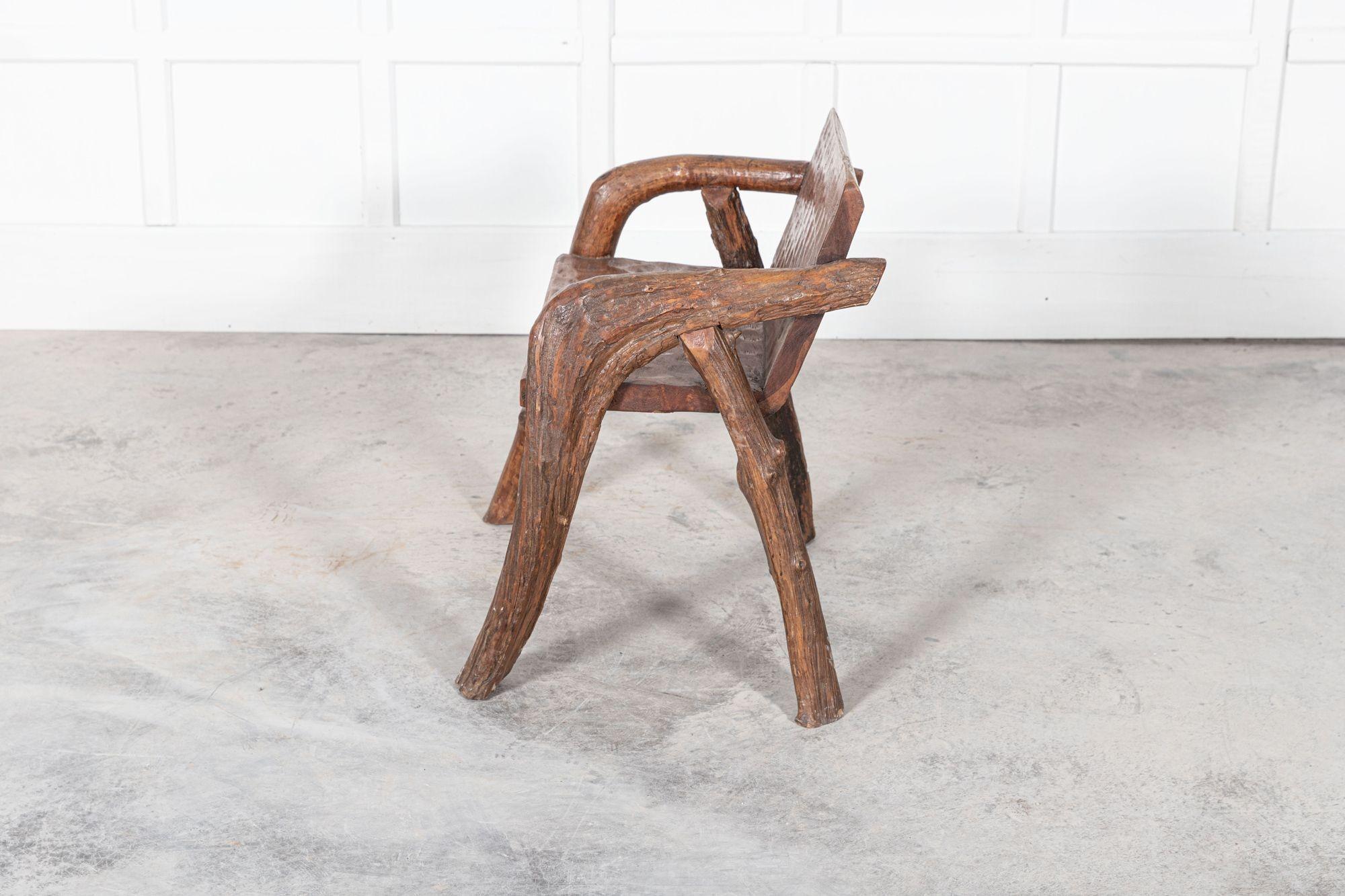Mid Century Provincial French Fruitwood Root Chair For Sale 1