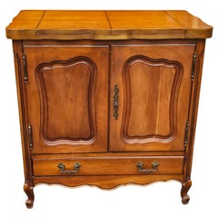 Mid Century Provincial Style Walnut Fold-Top Dry-Bar Cabinet