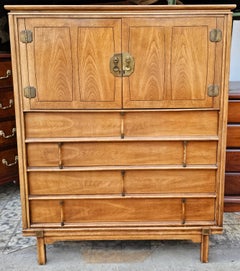 Mid-Century Provincial Style Walnut  Gentlemen's Chest of Drawers Drawers