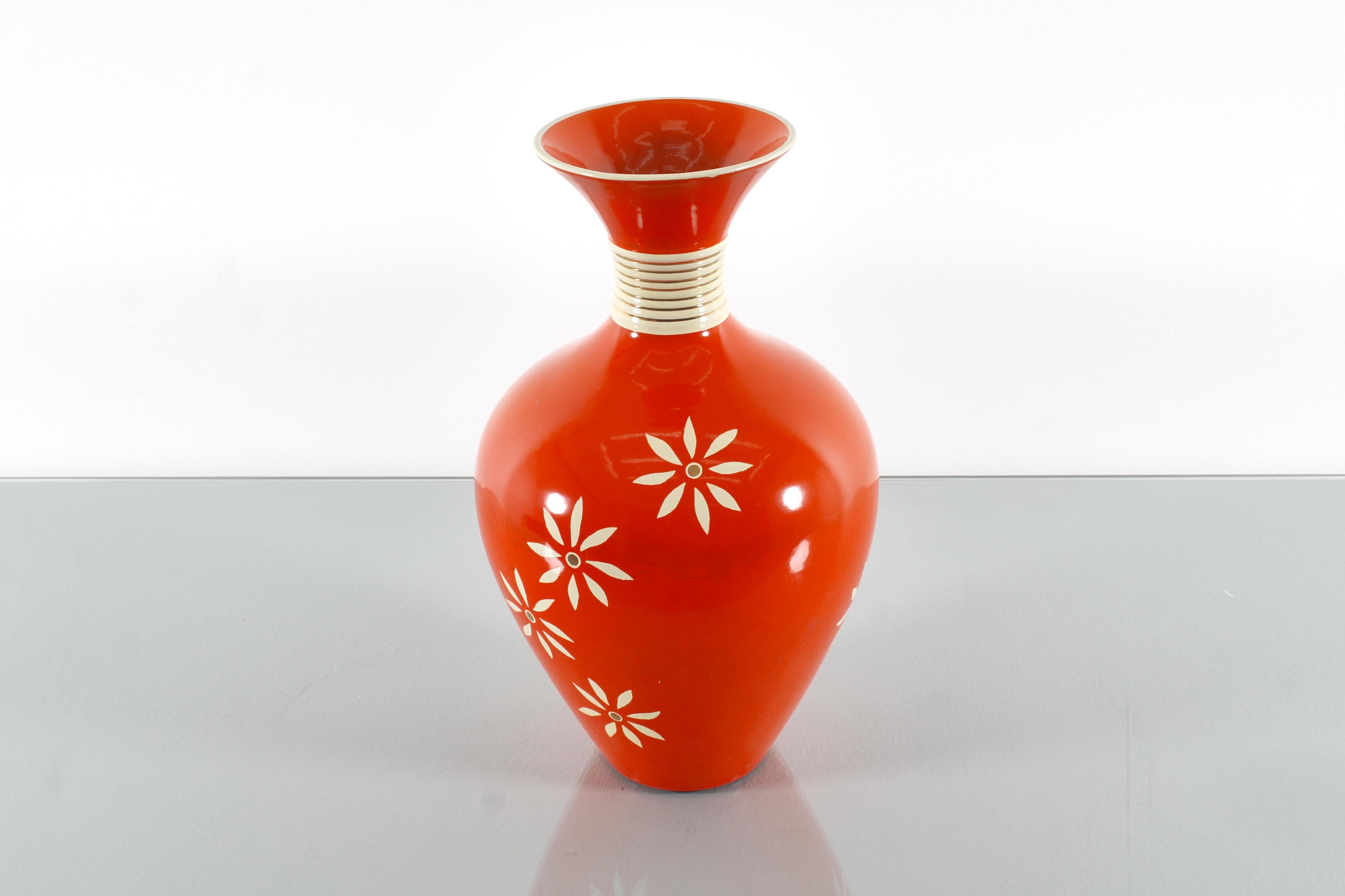Émaillé Vase Pucci Umbertide du milieu du siècle en céramique émaillée à la main 1950 Italie en vente