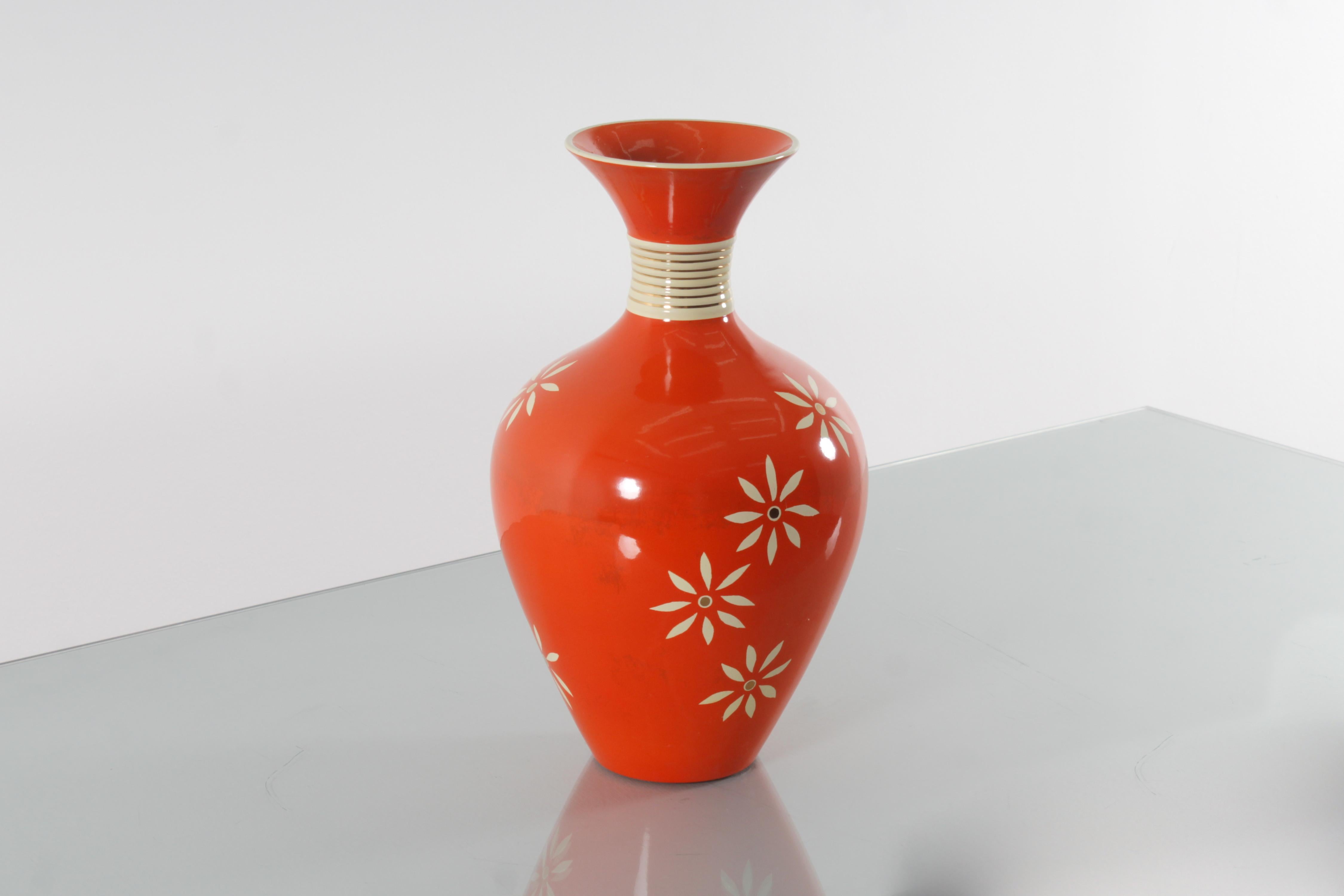 Milieu du XXe siècle Vase Pucci Umbertide du milieu du siècle en céramique émaillée à la main 1950 Italie en vente