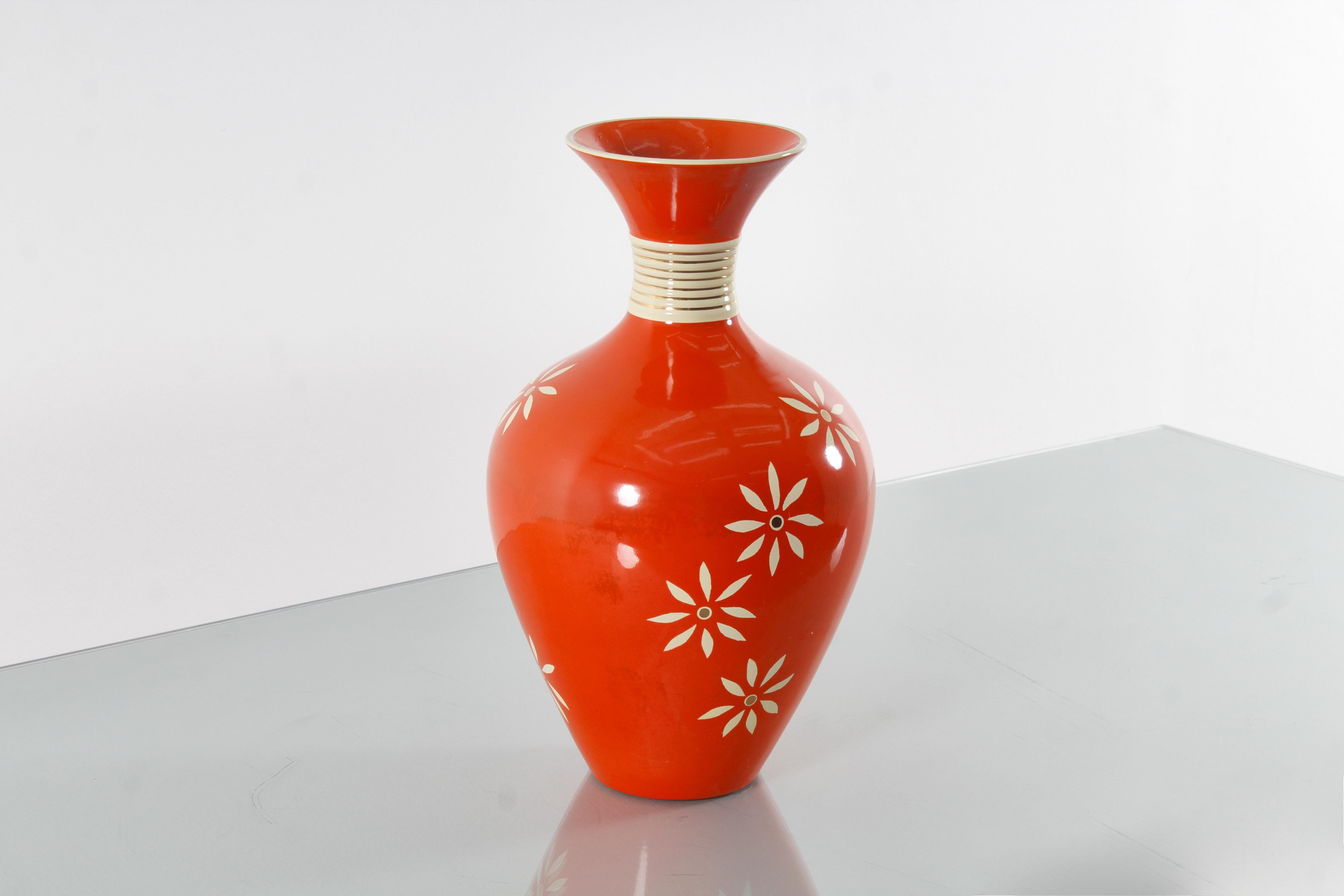Céramique Vase Pucci Umbertide du milieu du siècle en céramique émaillée à la main 1950 Italie en vente