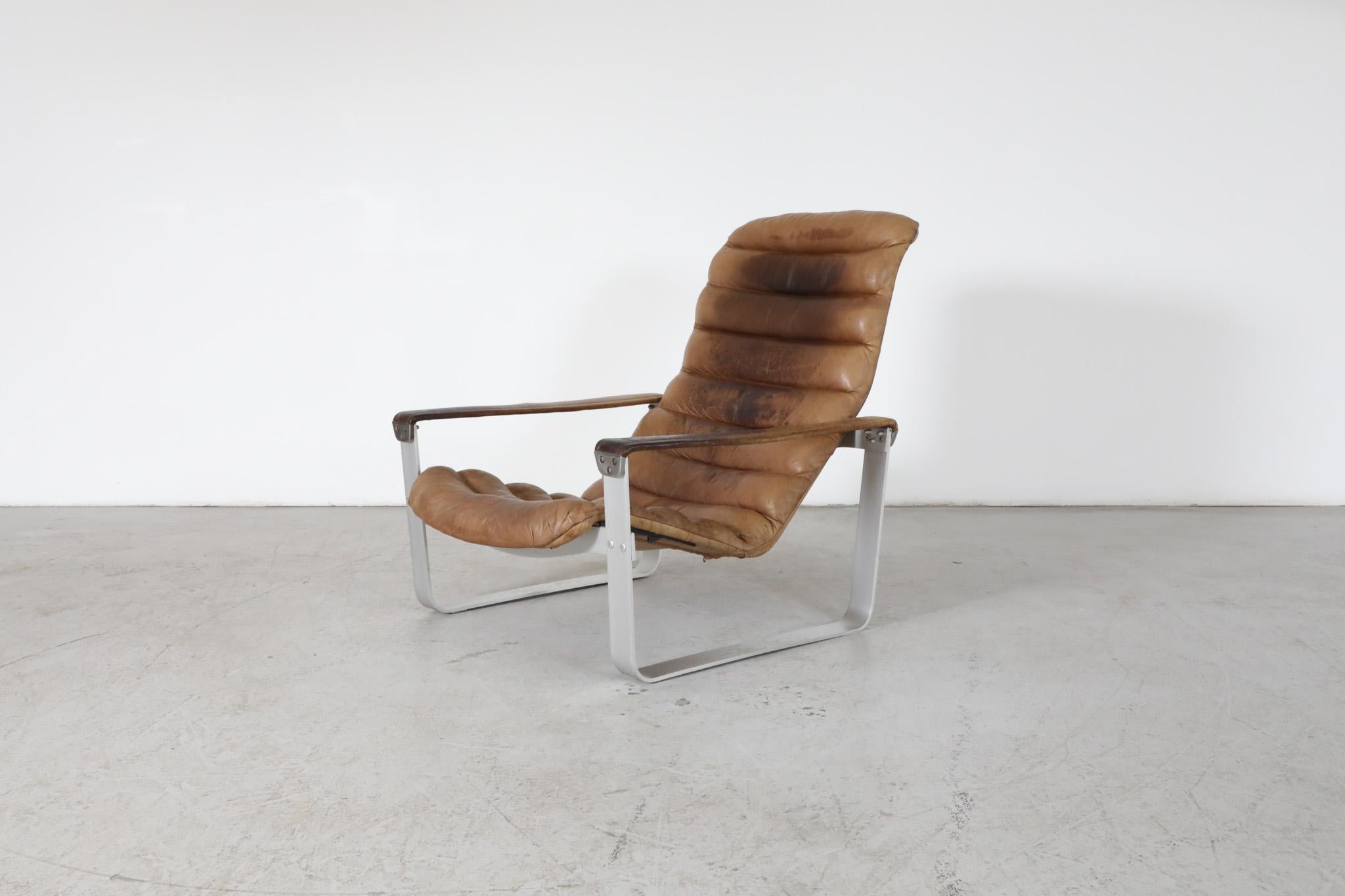 Mid-Century Modern Mid-Century Pulkka Leather Lounge Chair by Ilmari Lappalainen for Asko