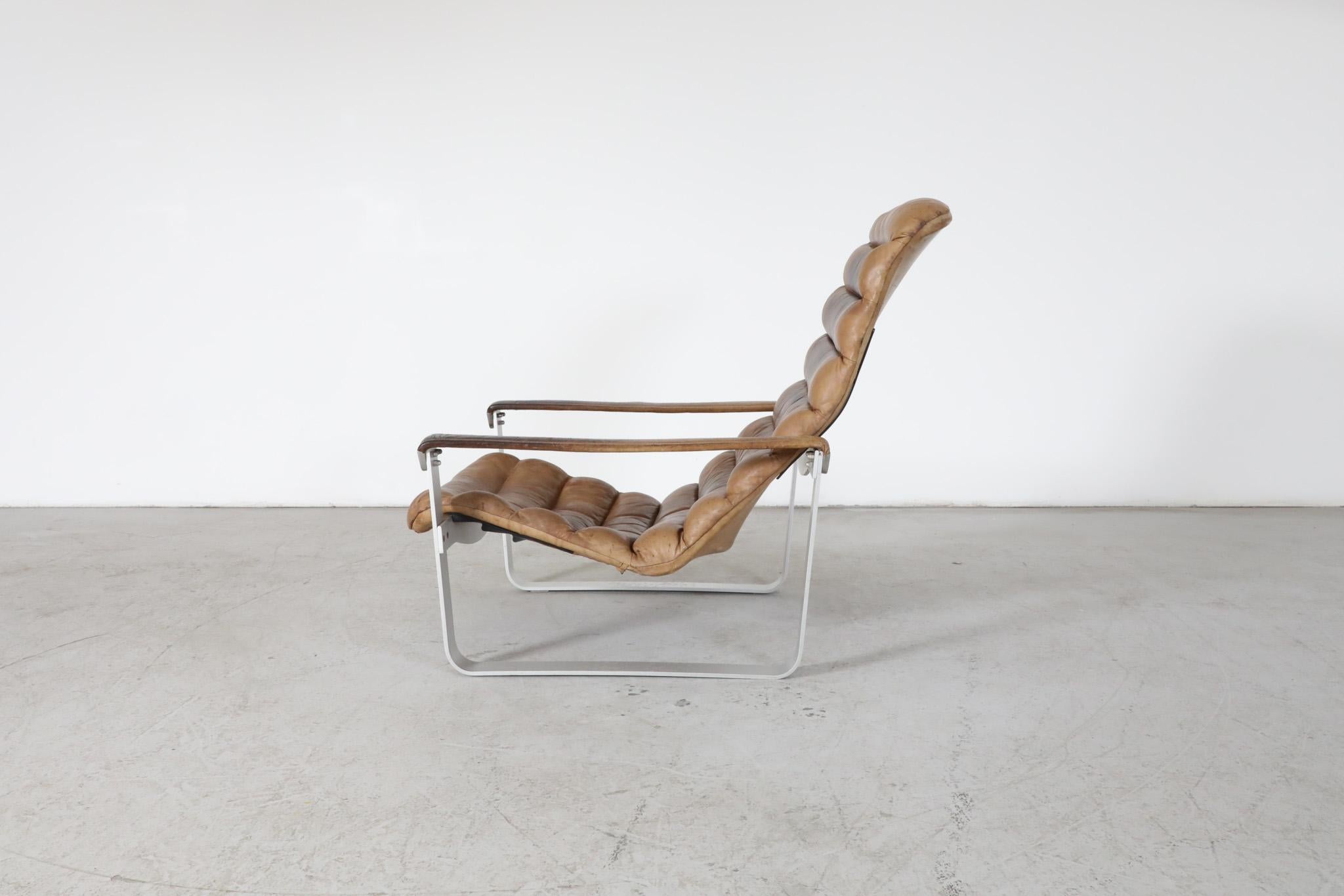 Finnish Mid-Century Pulkka Leather Lounge Chair by Ilmari Lappalainen for Asko