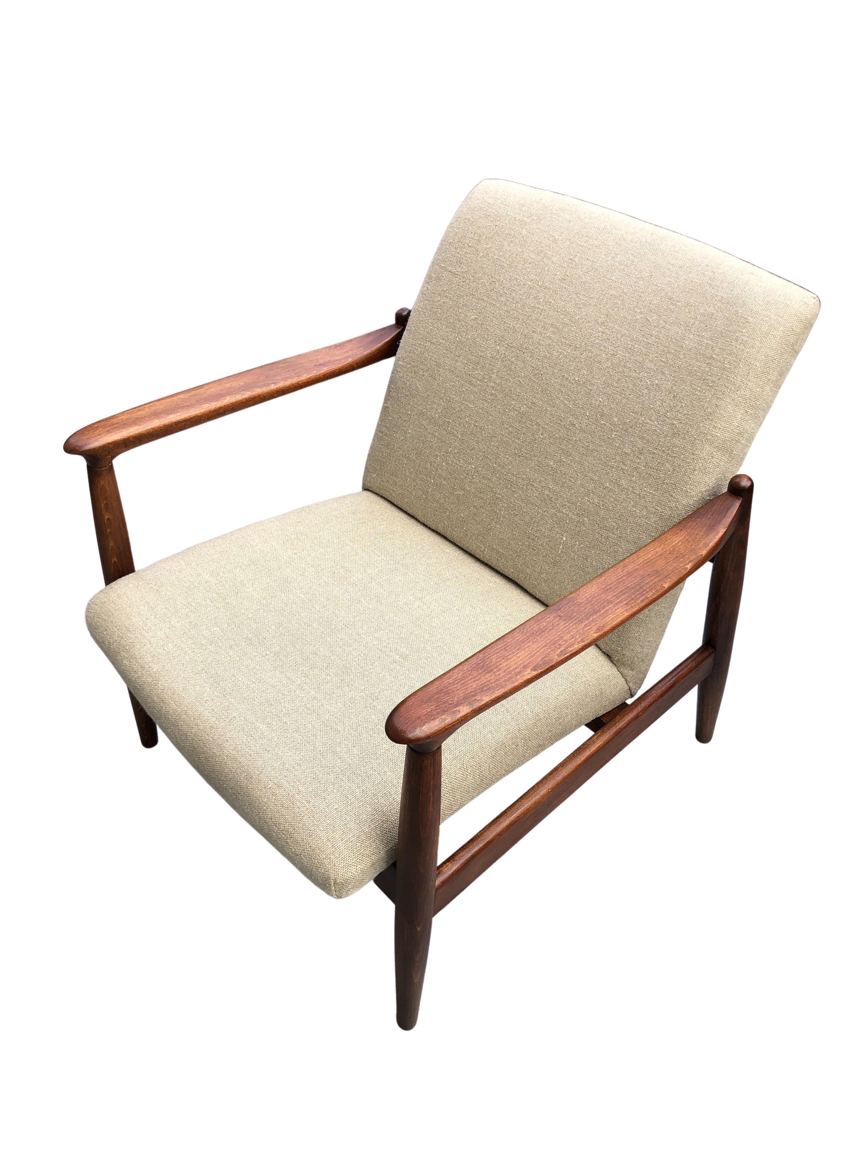 Mid-Century Modern Mid Century Pure Linen GFM-64 Armchair by Edmund Homa, 1960s