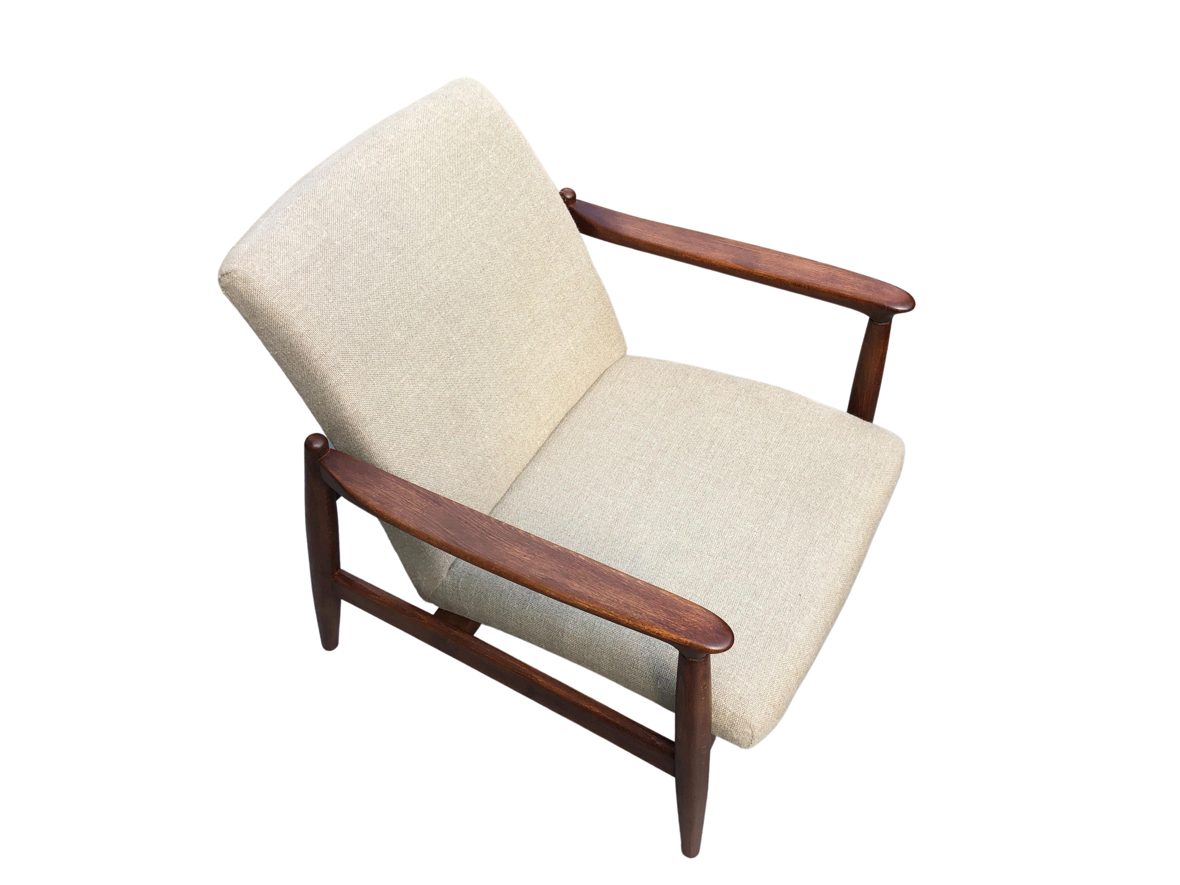 20th Century Mid Century Pure Linen GFM-64 Armchair by Edmund Homa, 1960s