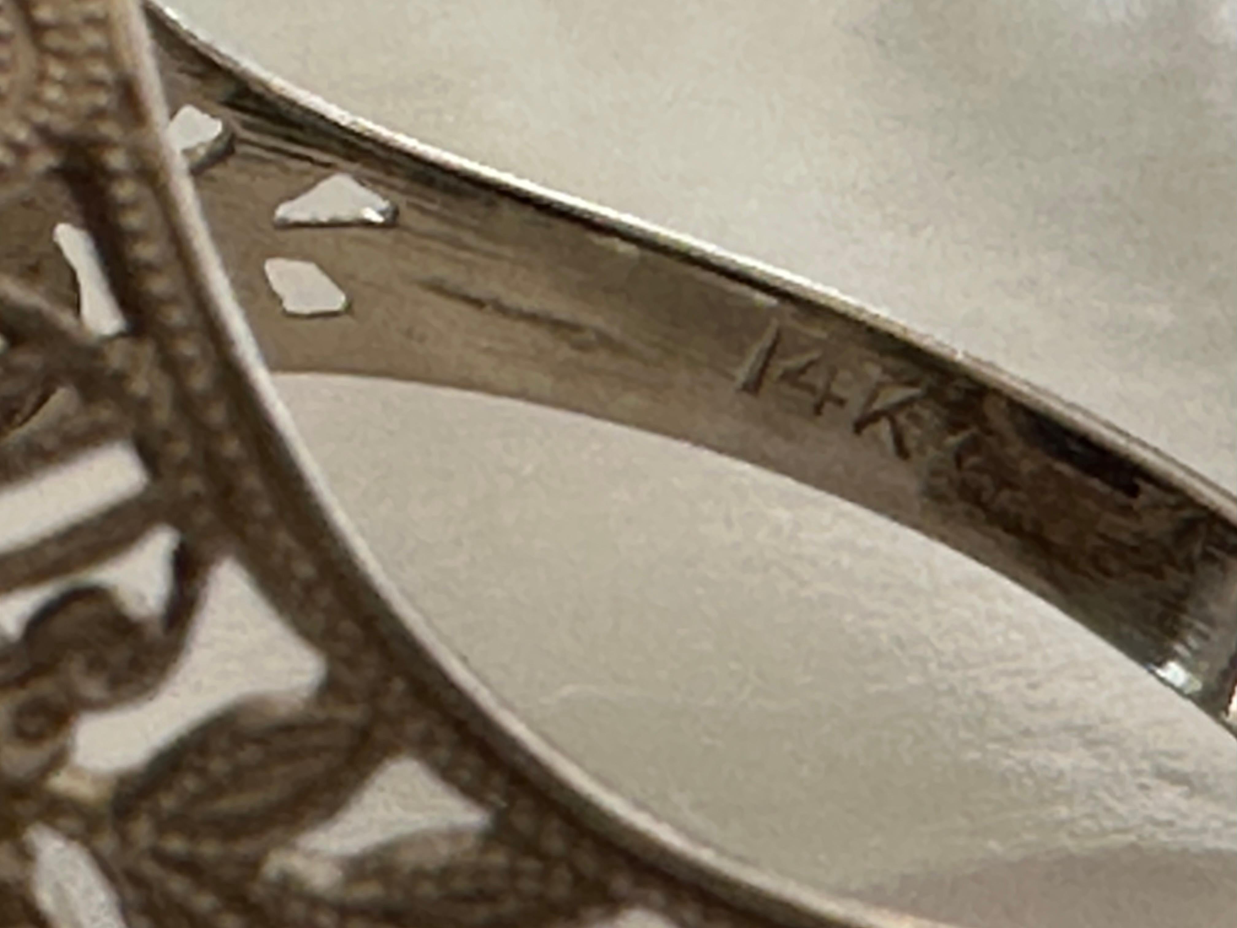 Filigraner Ring mit lila Amethyst und Diamanten aus der Mitte des Jahrhunderts  (Retro) im Angebot