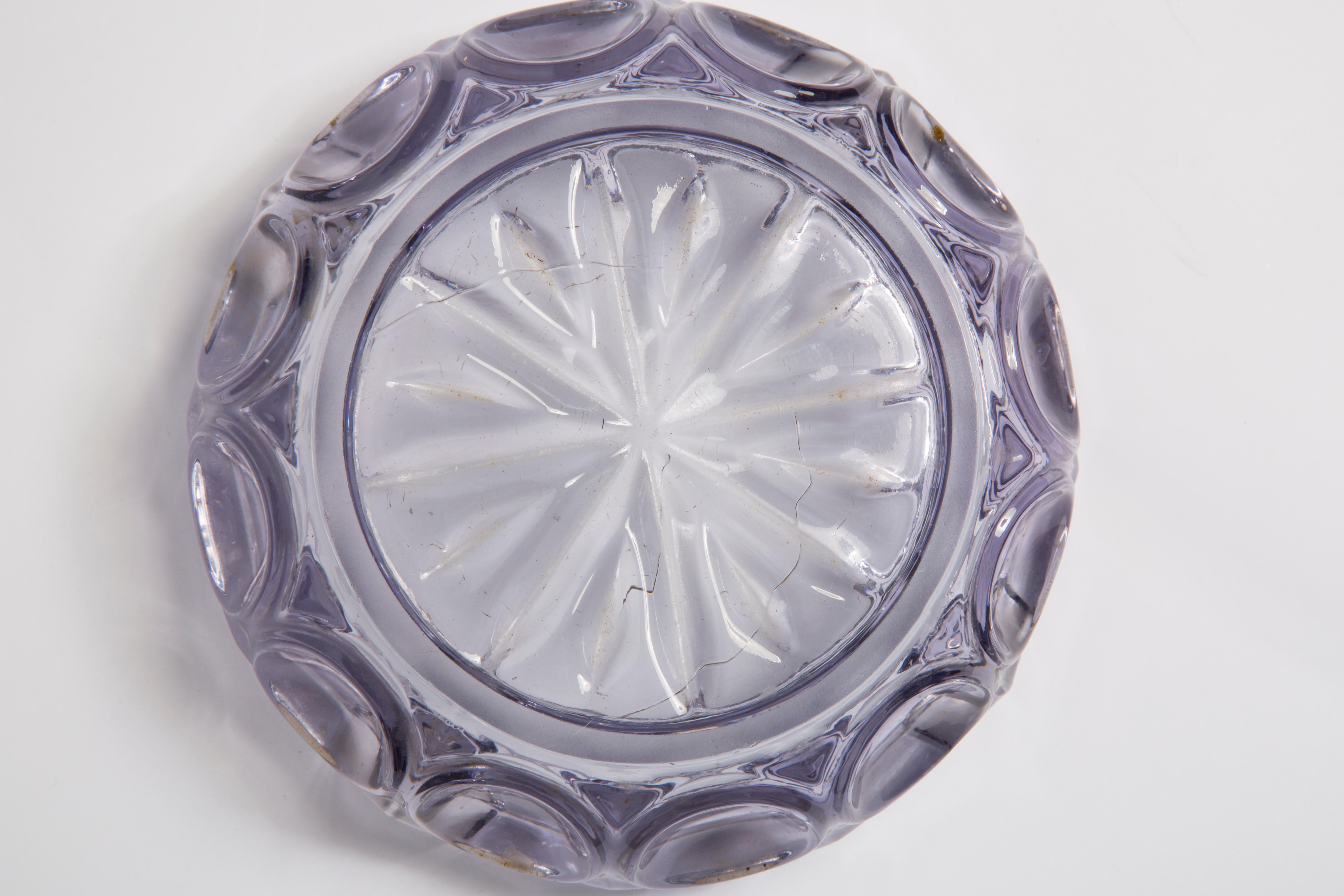 Mid Century Purple Crystal Glass Bowl Ashtray Element, Italy, 1970s For Sale 8