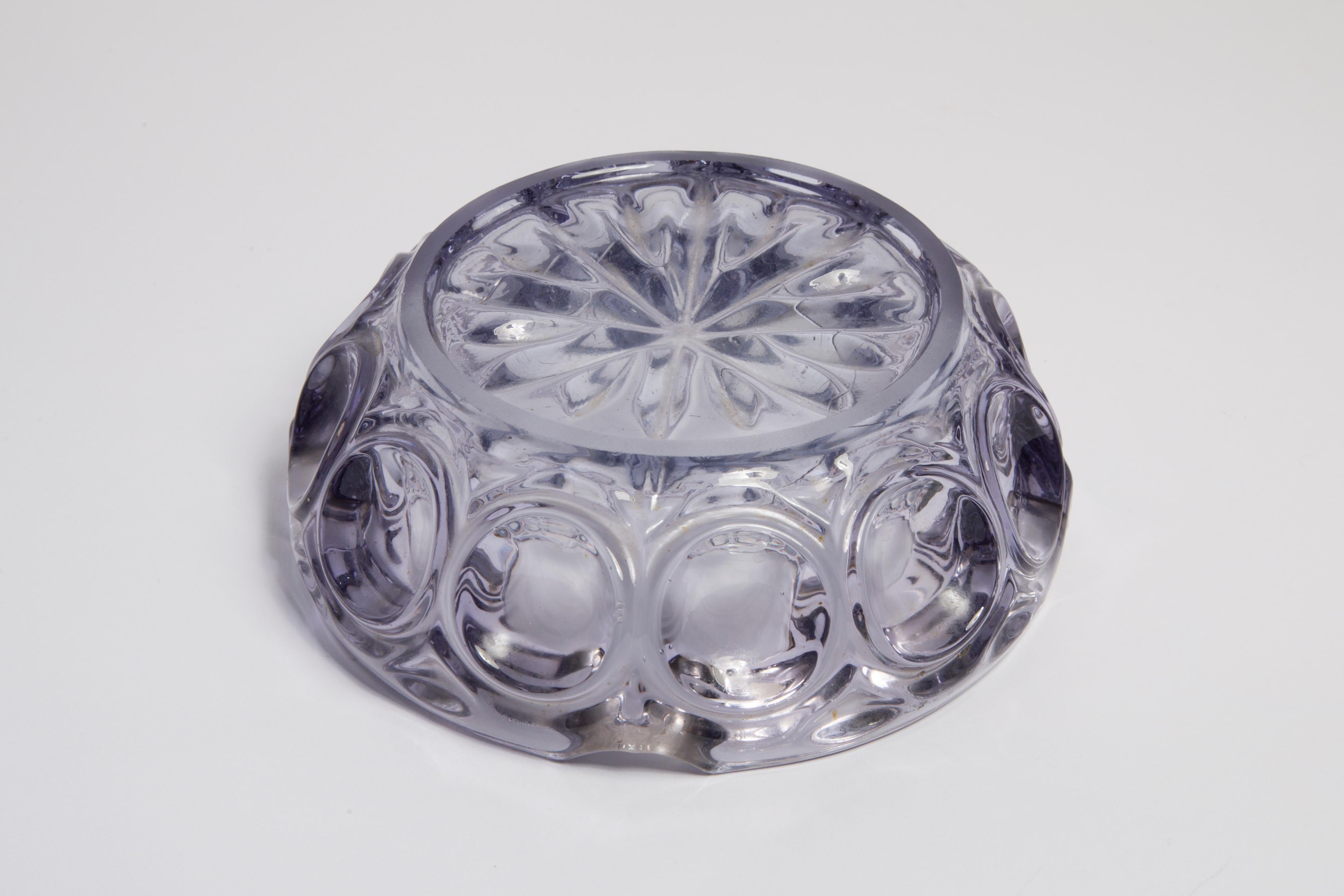 Mid Century Purple Crystal Glass Bowl Ashtray Element, Italy, 1970s For Sale 10