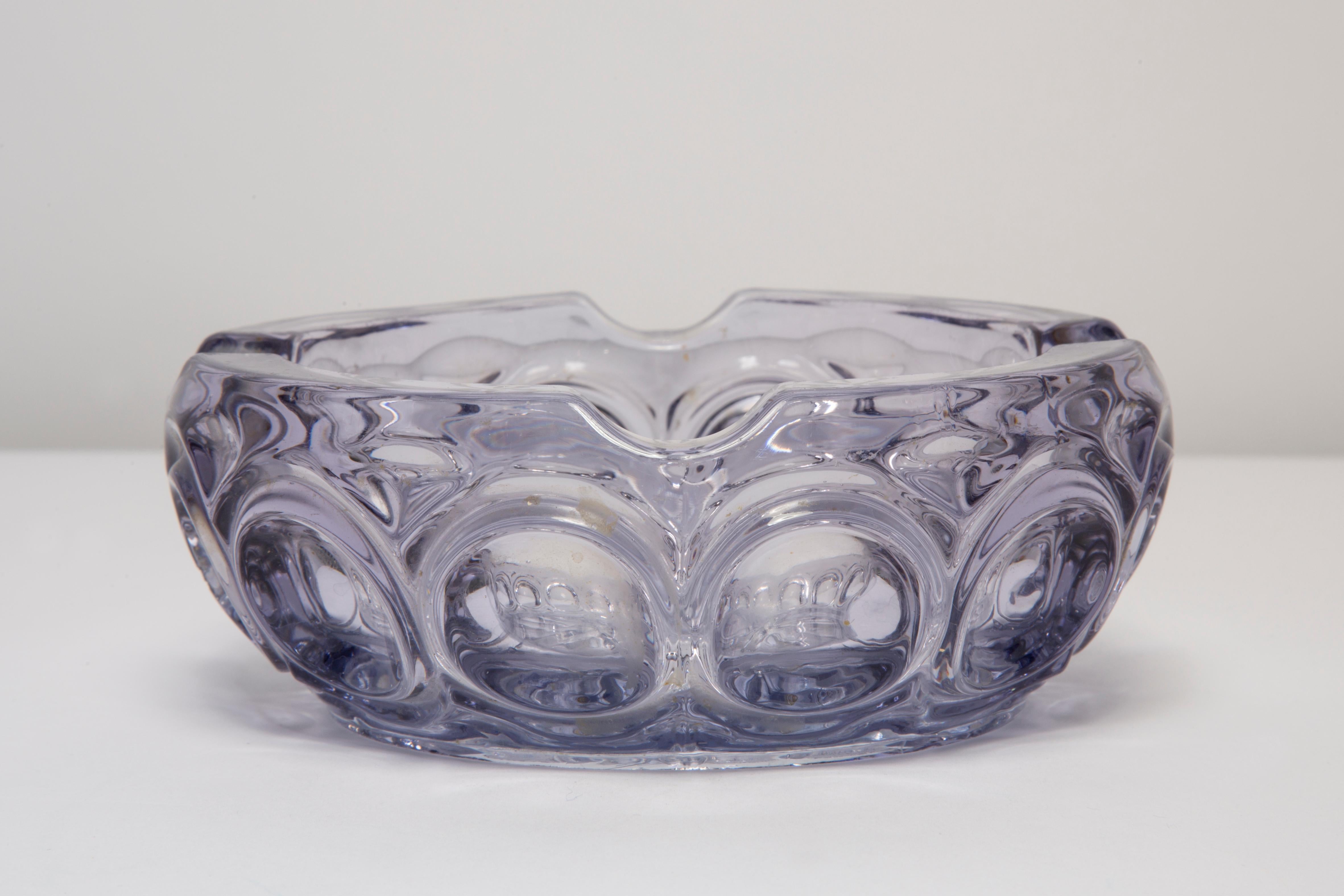 Mid Century Purple Crystal Glass Bowl Ashtray Element, Italy, 1970s For Sale 2