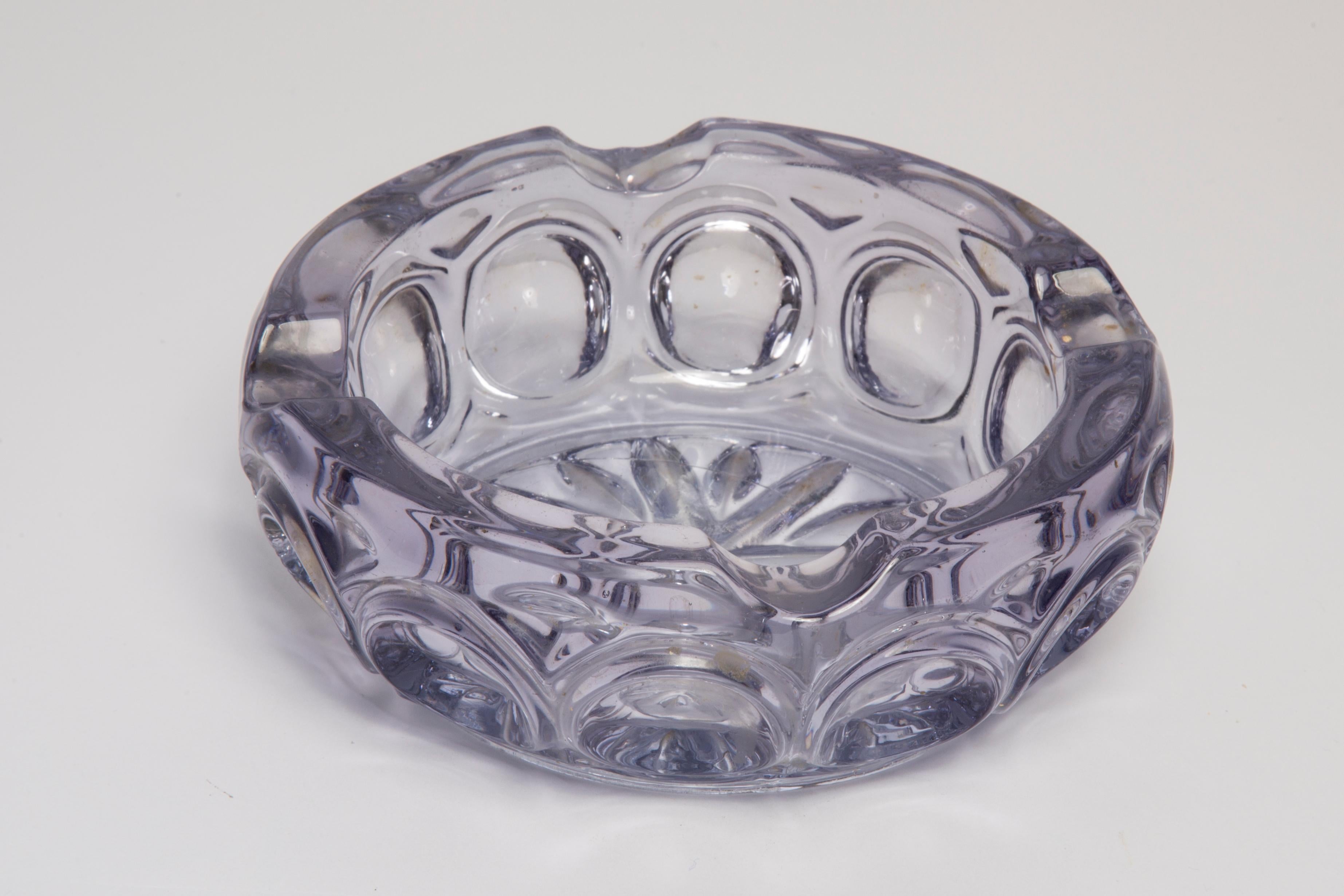 Mid Century Purple Crystal Glass Bowl Ashtray Element, Italy, 1970s For Sale 3