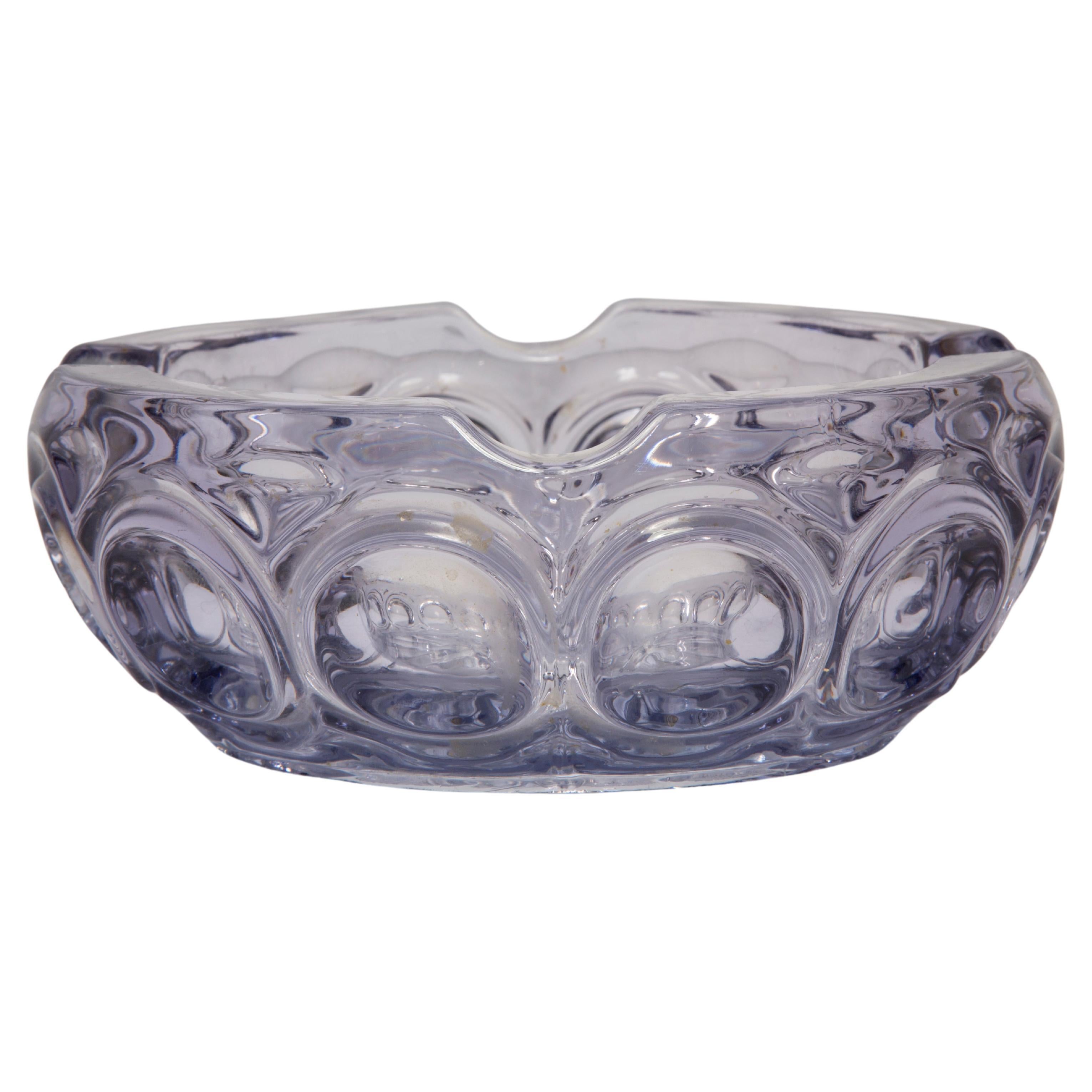 Mid Century Purple Crystal Glass Bowl Ashtray Element, Italy, 1970s