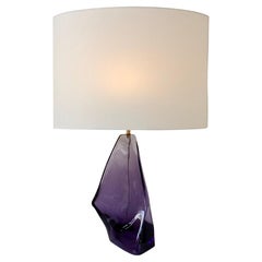 Lampe de bureau en cristal violet du milieu du siècle dernier, vers 1970, France