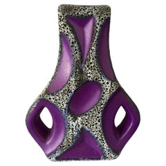 Vintage Mid-Century Purple Fat Lava 'Guitar' Vase by Roth Keramik