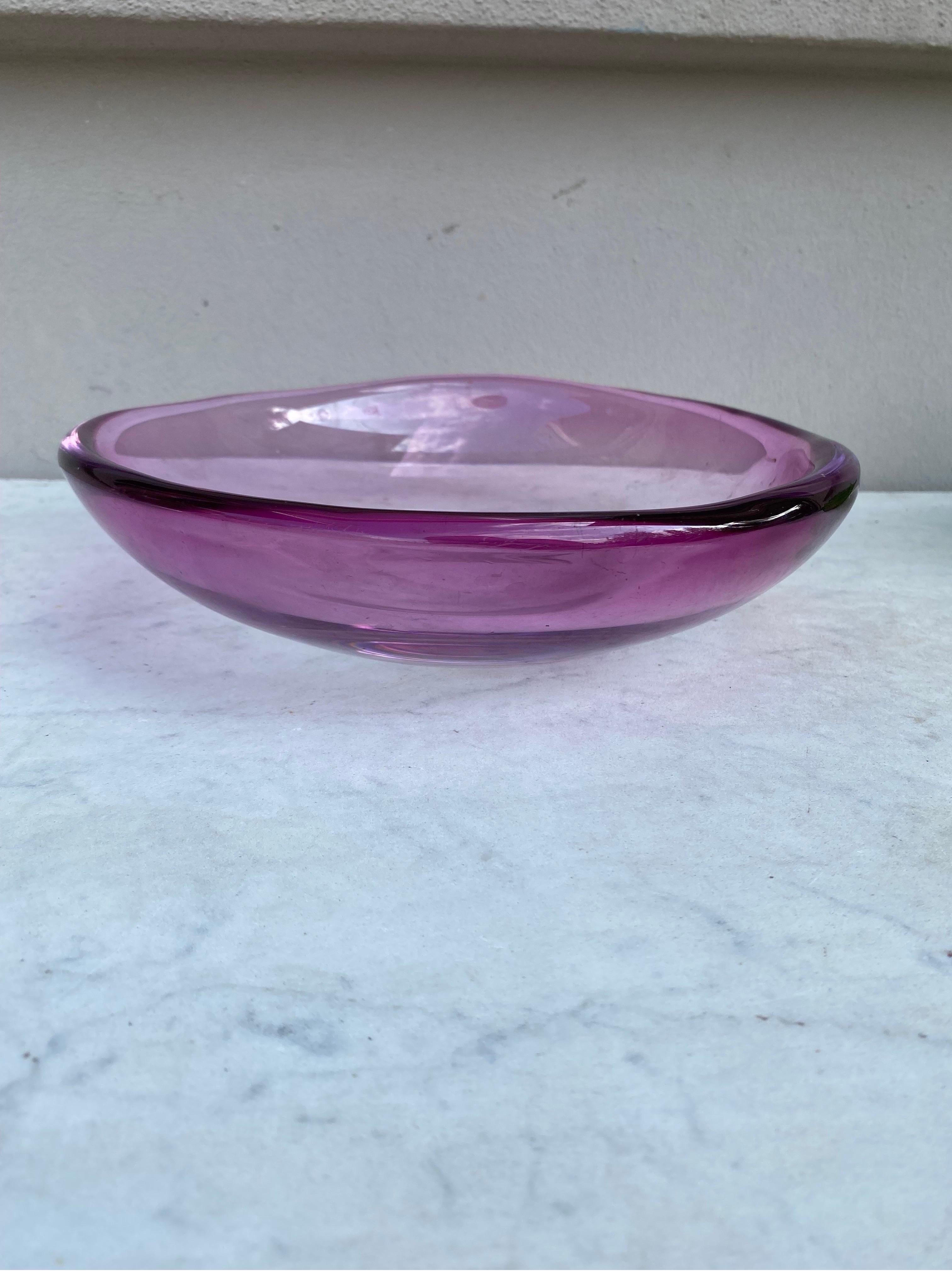 Mid-Century Modern Mid-Century Purple Glass Bowl Val Saint Lambert For Sale