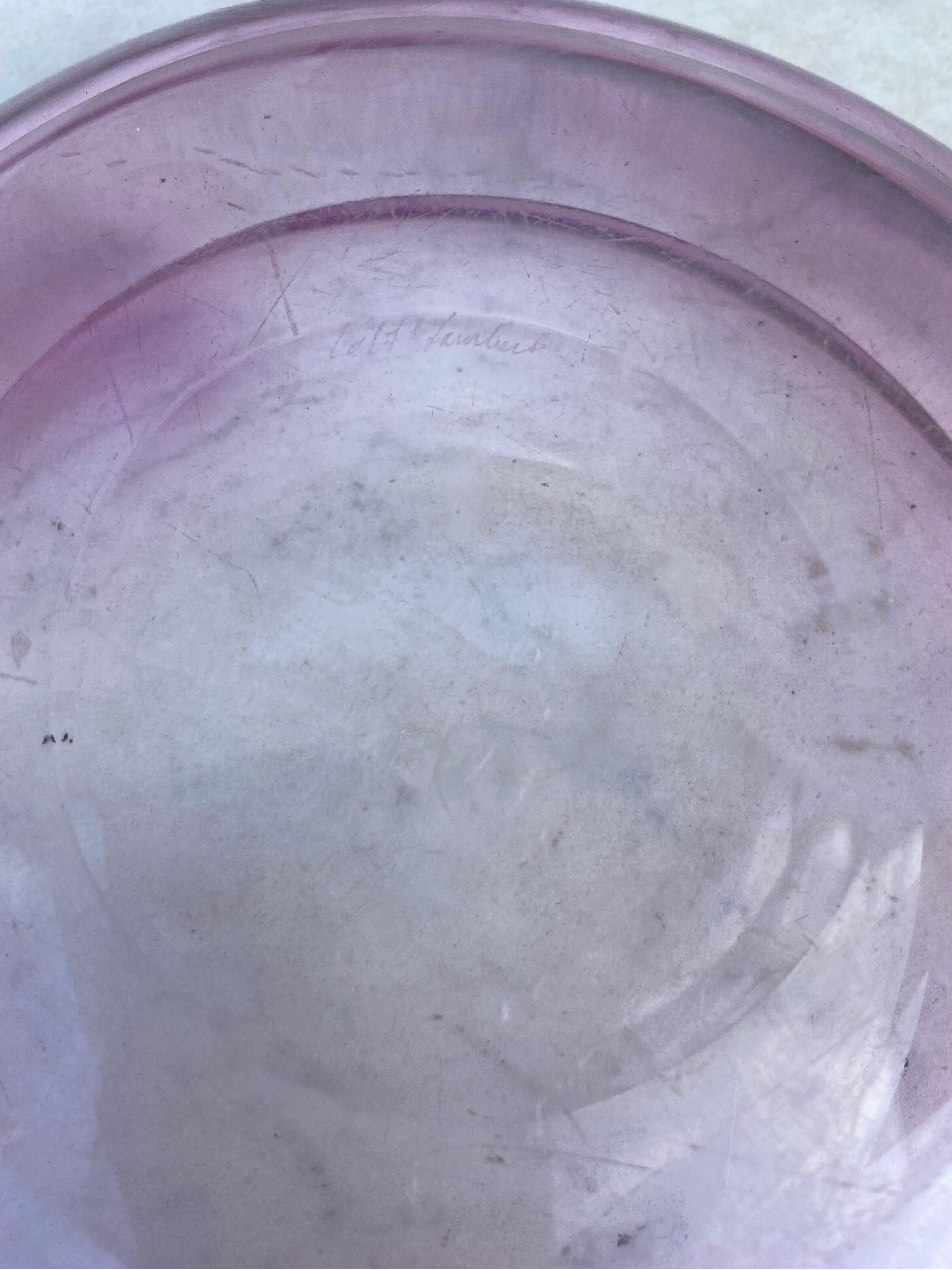 Belgian Mid-Century Purple Glass Bowl Val Saint Lambert For Sale