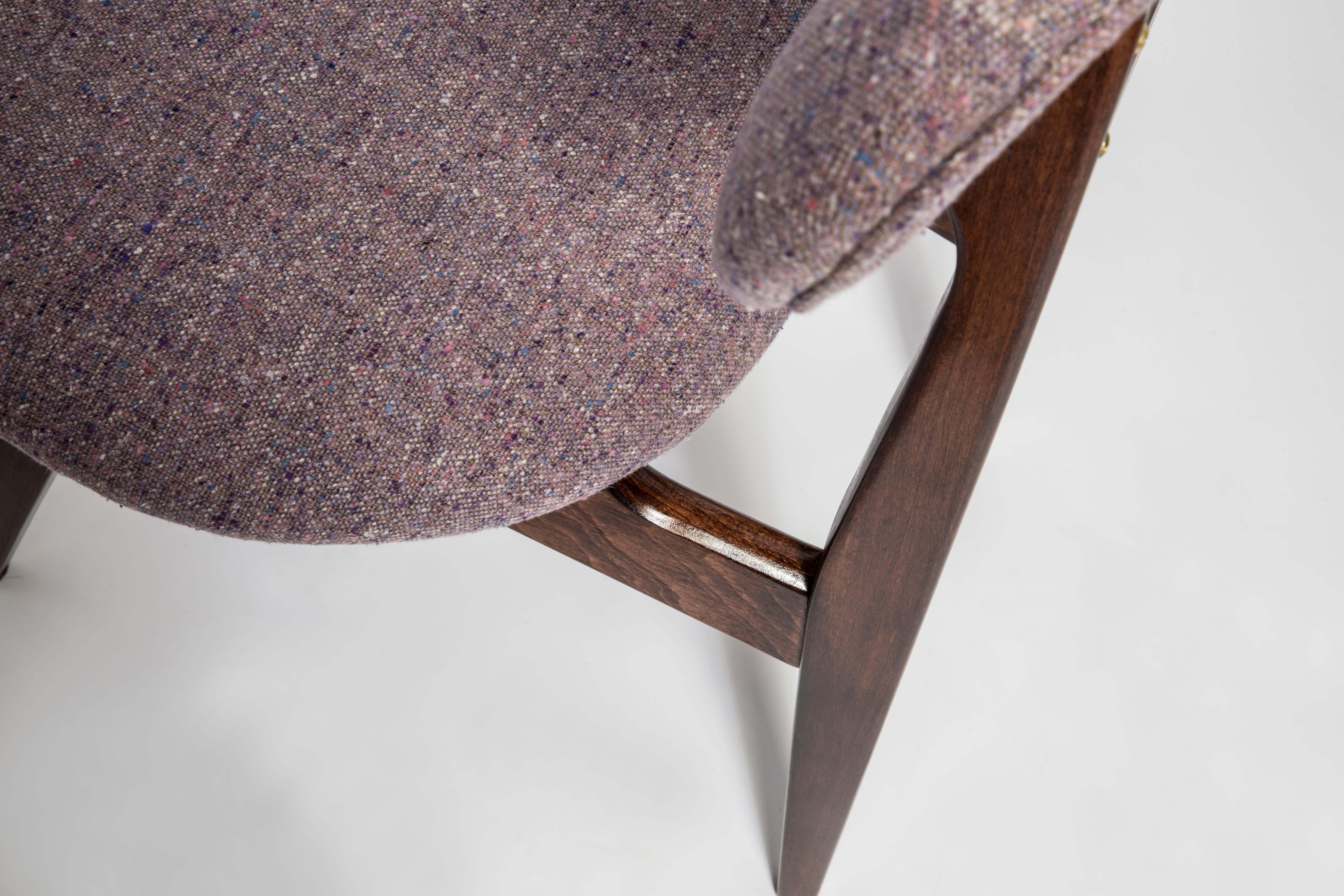 Velvet Mid-Century Purple Mushroom Chair, Type 200/128, by J. Kedziorek, Europe, 1960s For Sale