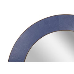 Mid Century Purple Round Leather Mirror