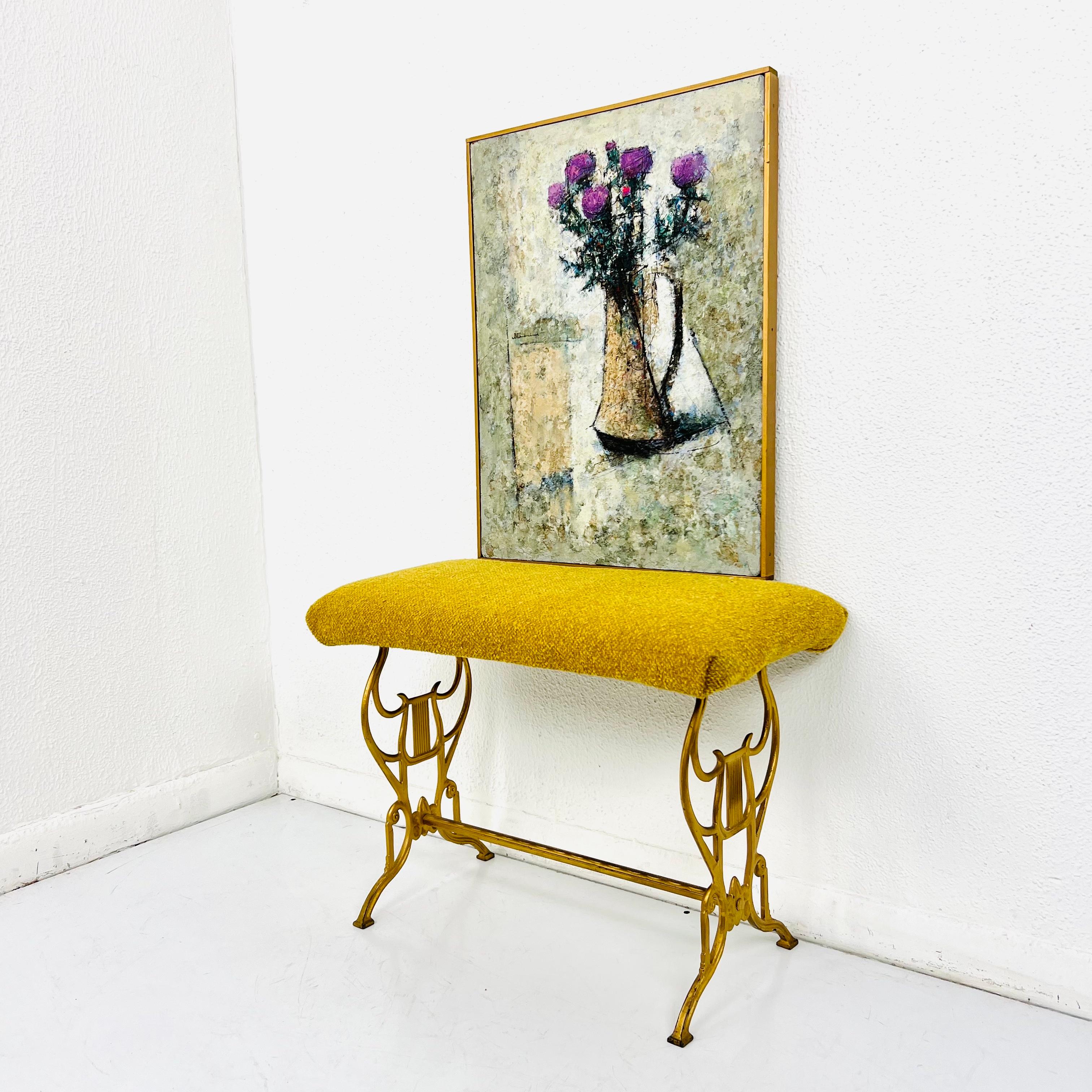 Mid Century Lila Distel Ölgemälde (Mitte des 20. Jahrhunderts) im Angebot