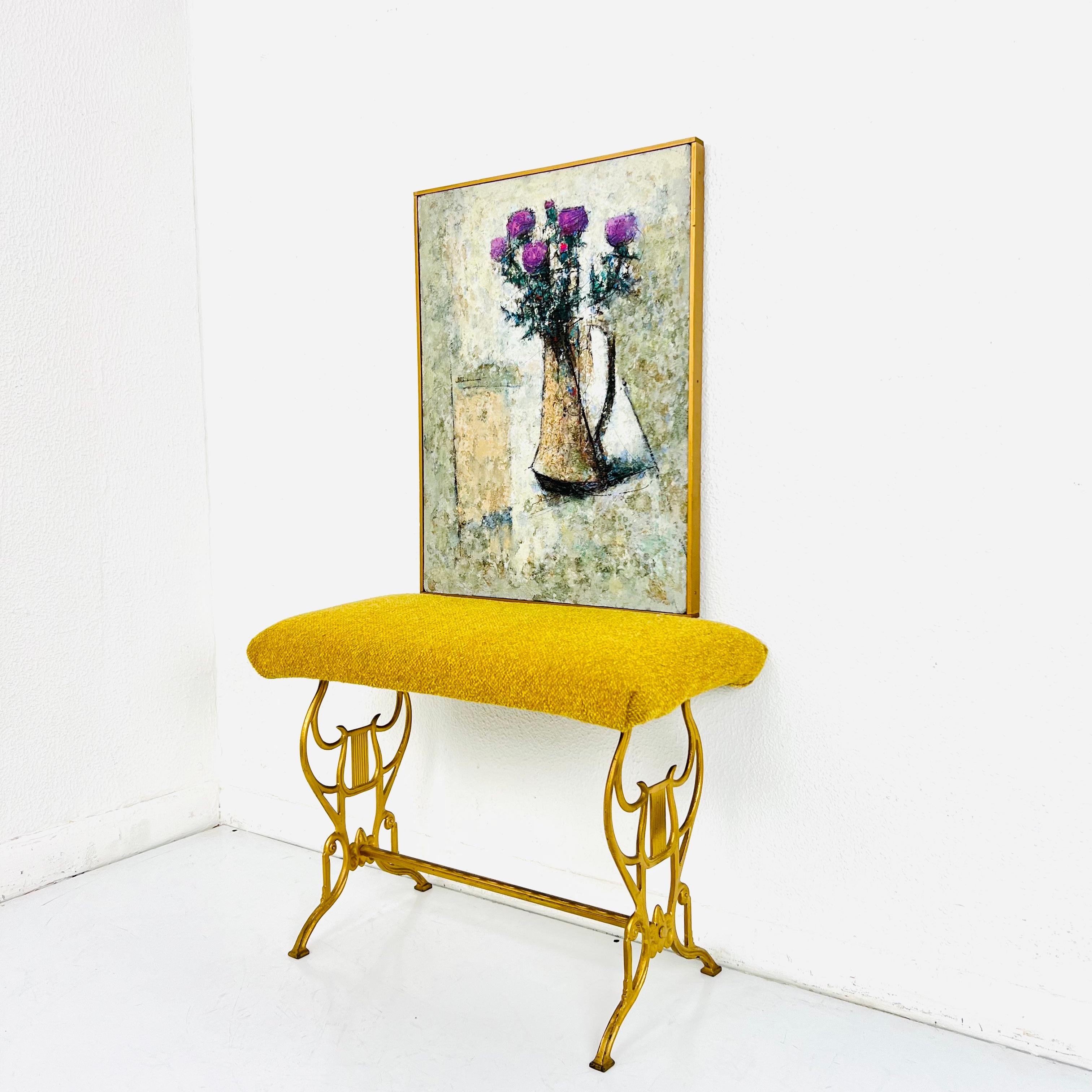 Mid Century Lila Distel Ölgemälde im Angebot 1