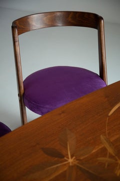 Midcentury Purple Velvet Halfa Chair, Baumann, France, 1970s
