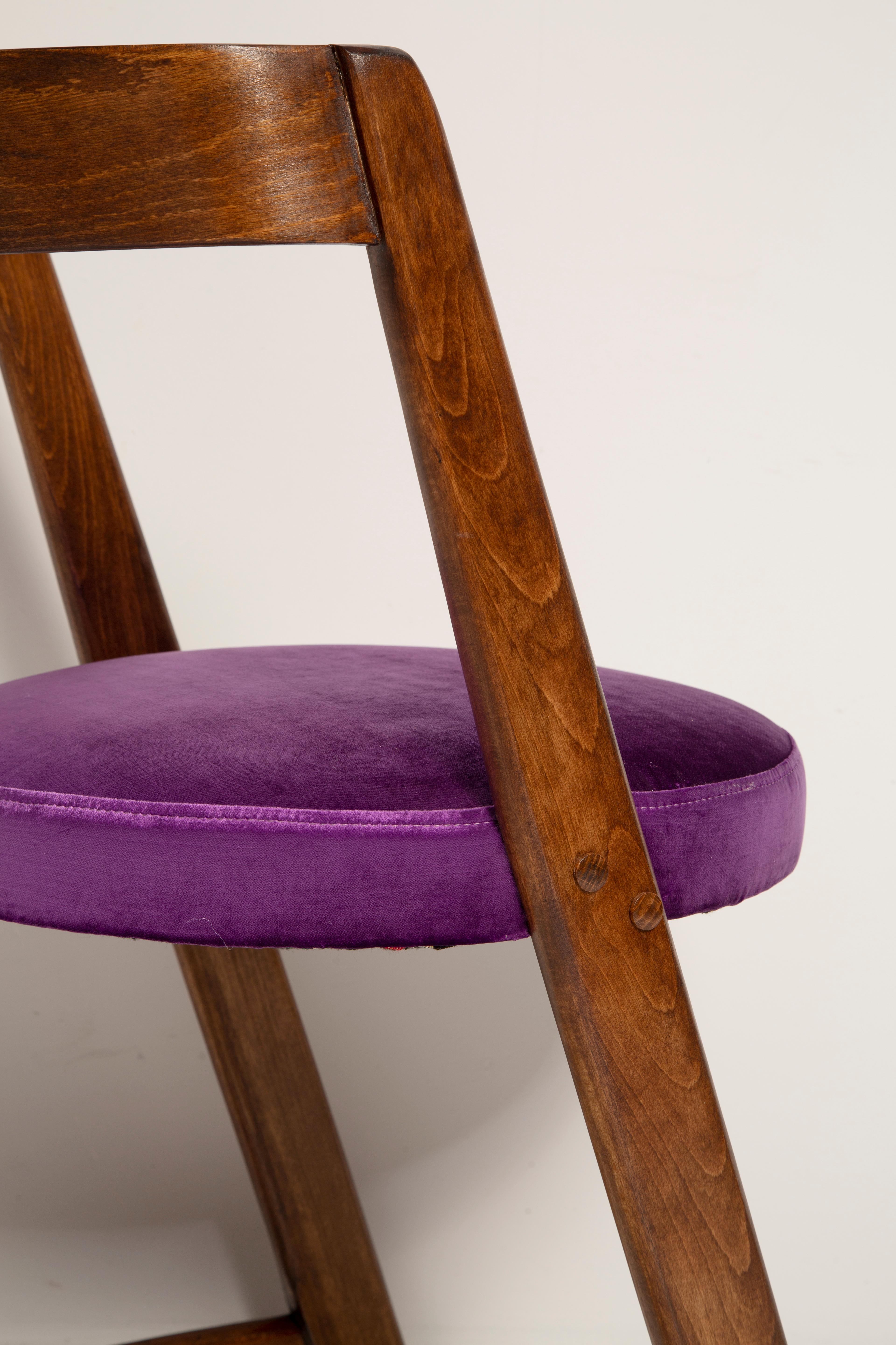 Midcentury Purple Velvet Halfa Chair, Baumann, France, 1970s In Excellent Condition For Sale In 05-080 Hornowek, PL
