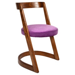 Midcentury Purple Velvet Halfa Chair, Baumann, France, 1970s