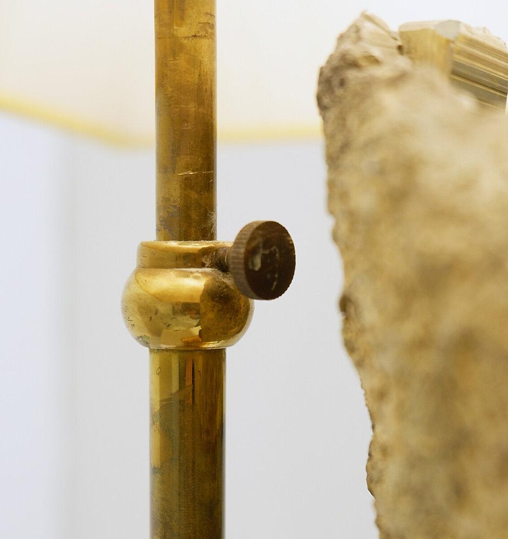 Mid-century pyrite stone Table Lamp - original lampshade - Willy Daro Style For Sale 7