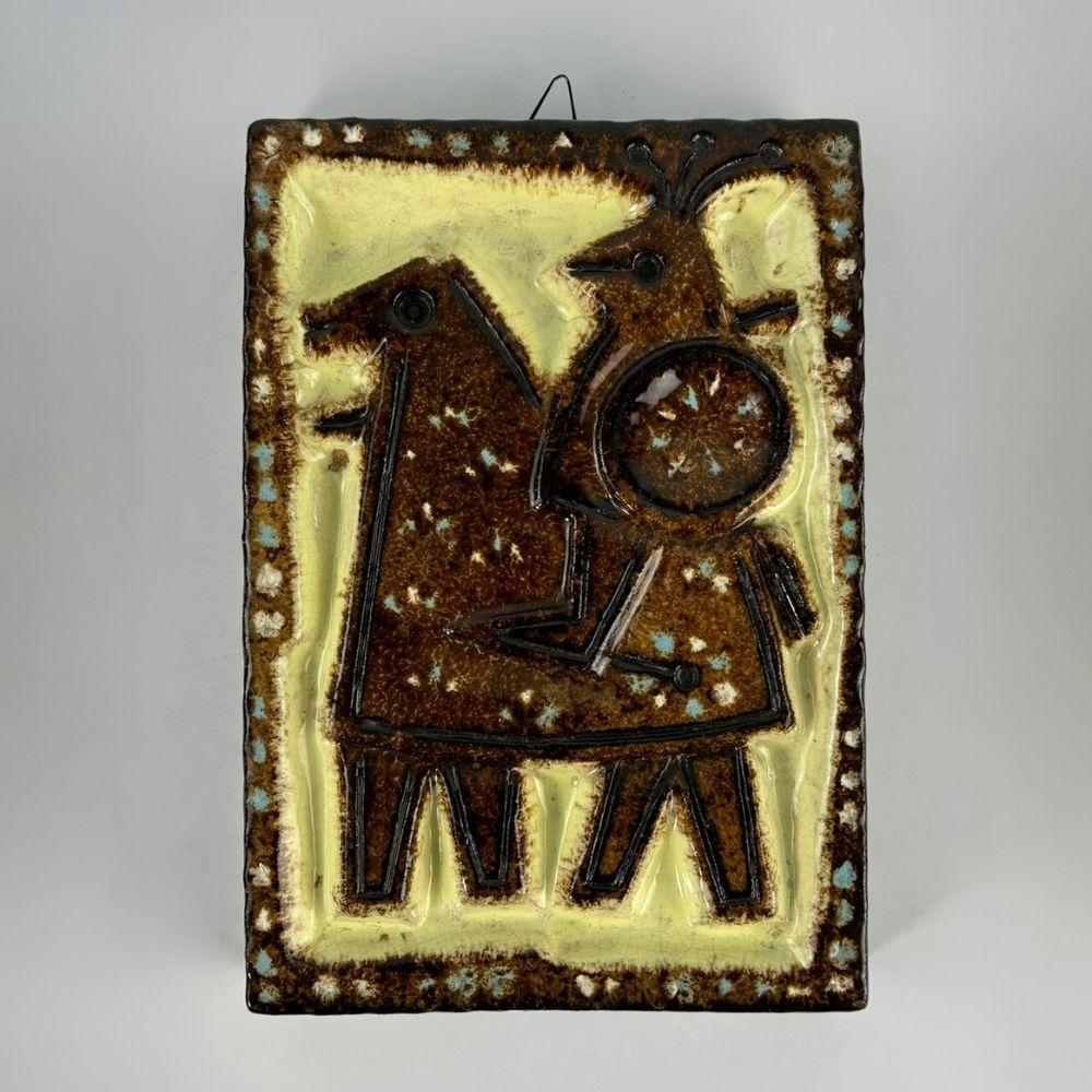 Mid-Century Modern Mid-century pyrogranite wall ceramic  - Equestrian - For Sale